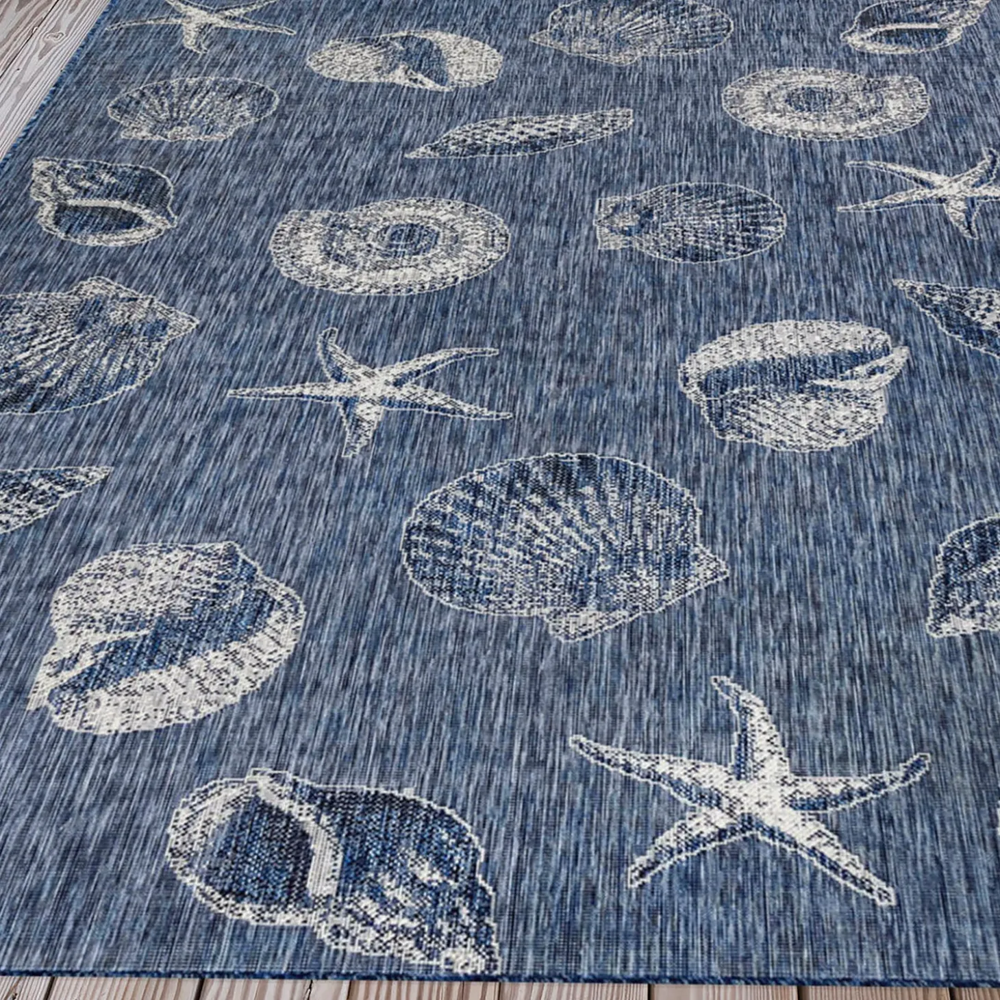 Area Rugs>Plow & Hearth Indoor/Outdoor Textured Shells Polypropylene Rug, 6'6" x 9'4"