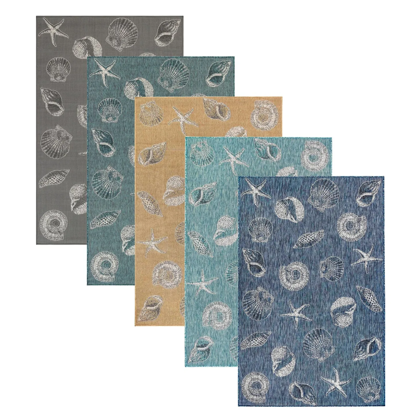 Area Rugs>Plow & Hearth Indoor/Outdoor Textured Shells Polypropylene Rug, 39" x 59"