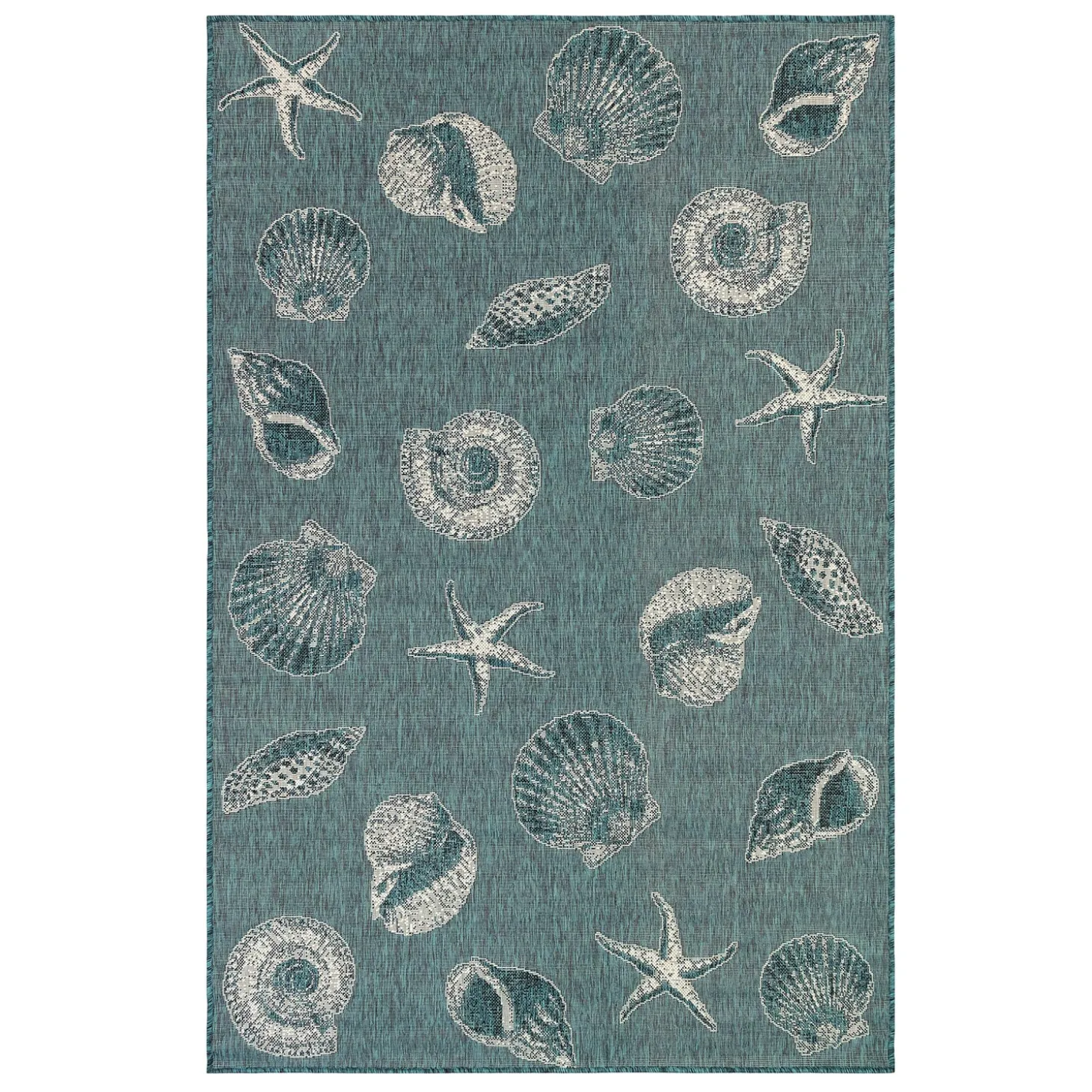 Area Rugs>Plow & Hearth Indoor/Outdoor Textured Shells Polypropylene Rug, 6'6" x 9'4"