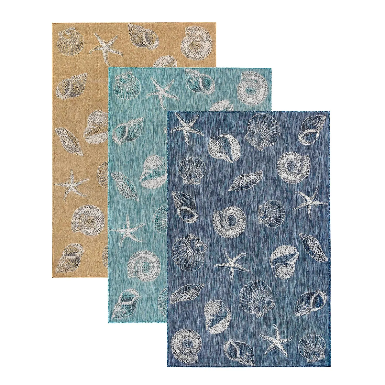 Area Rugs>Plow & Hearth Indoor/Outdoor Textured Shells Polypropylene Rug, 6'6" x 9'4"