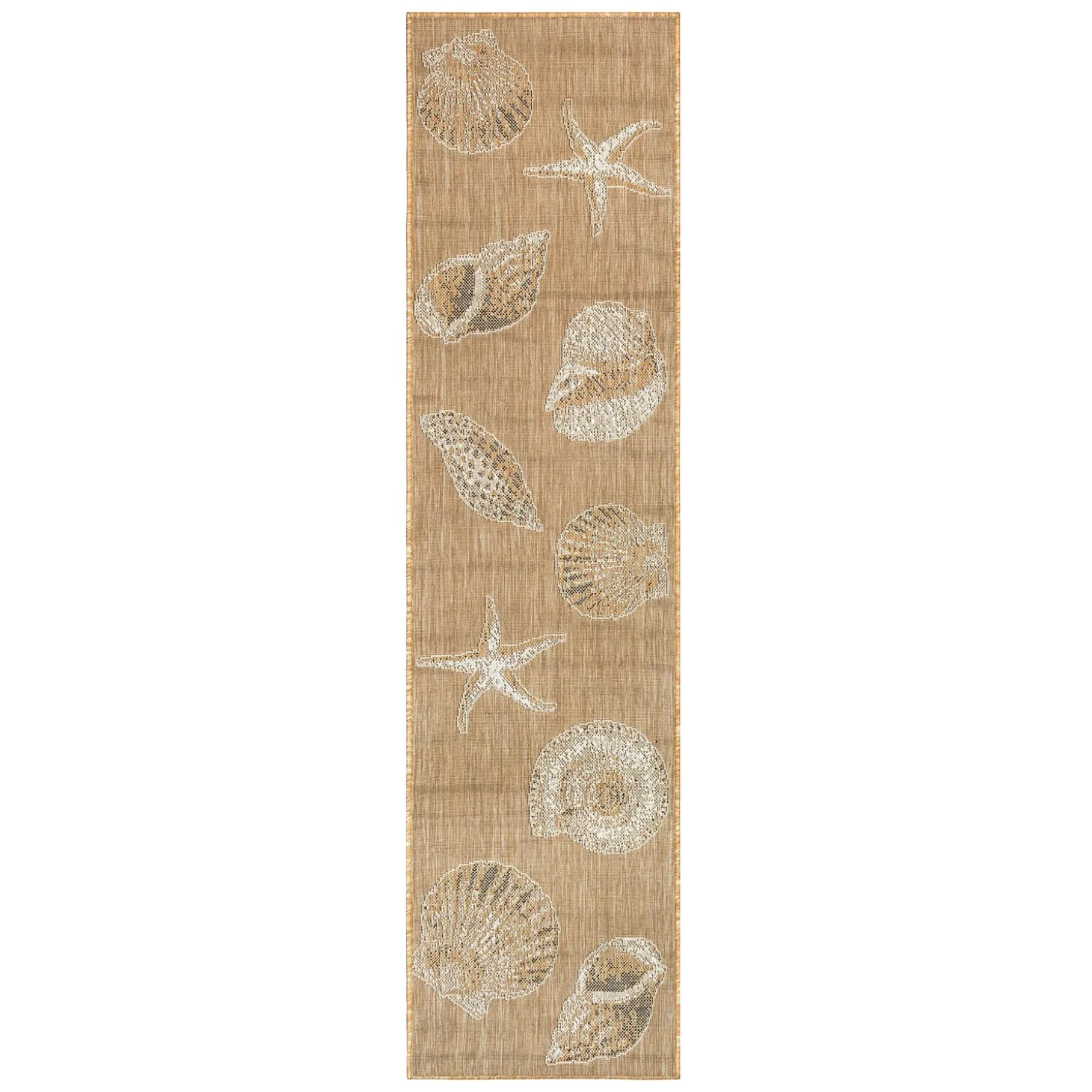 Runners>Plow & Hearth Indoor/Outdoor Textured Shells Polypropylene Runner, 23" x 7'6"