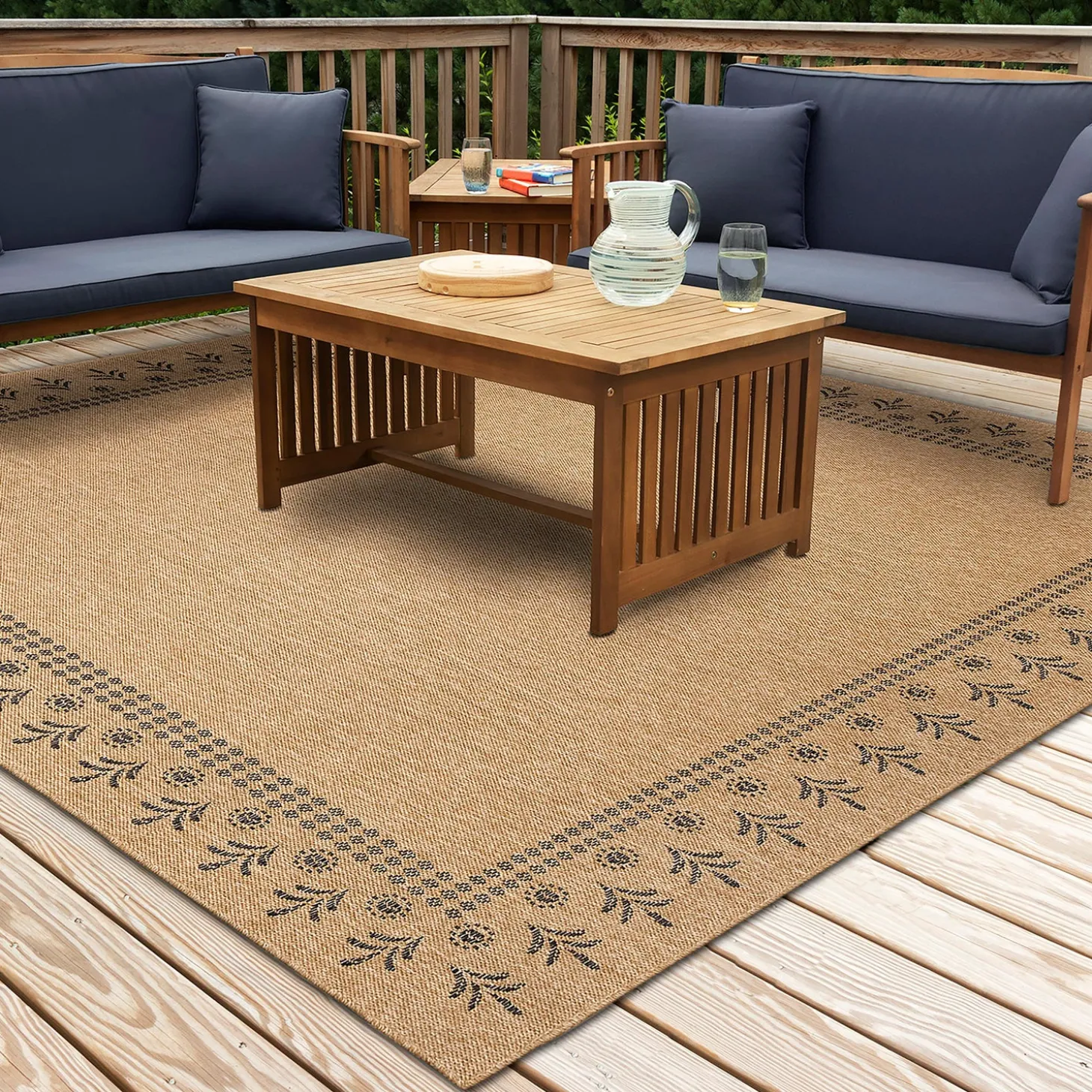 Area Rugs>Plow & Hearth Indoor/Outdoor Toulouse Block Print Rug, 7'10" x 9'10"