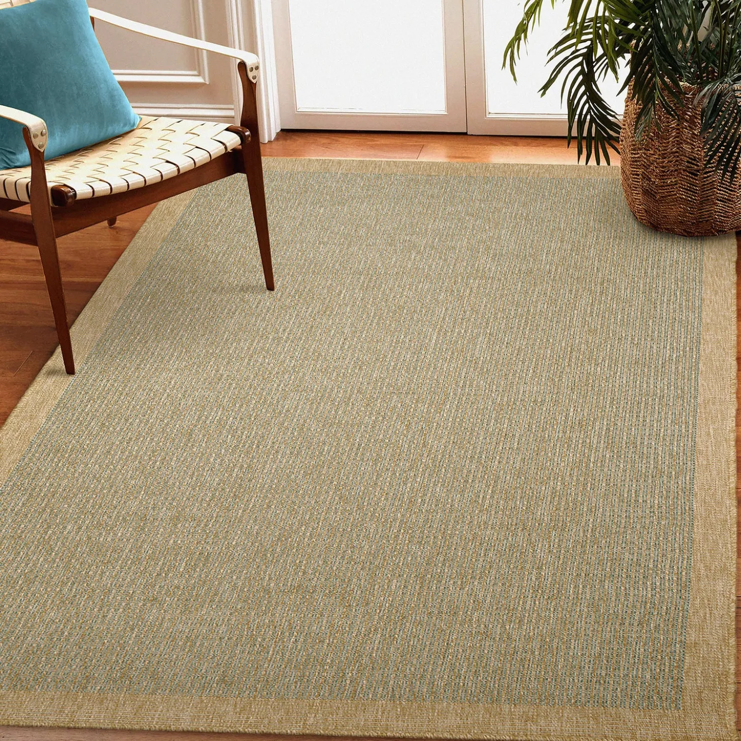 Area Rugs>Plow & Hearth Indoor/Outdoor Toulouse Border Print Rug, 6'6" x 9'4"