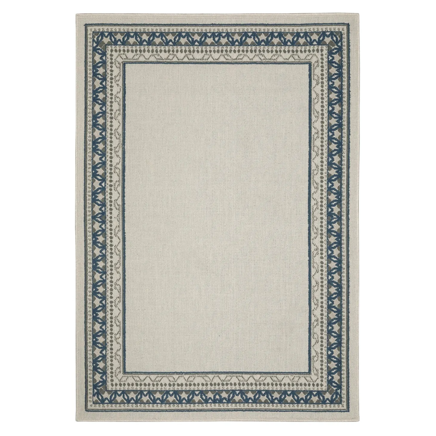 Area Rugs>Plow & Hearth Indoor/Outdoor York Border Polypropylene Runner, 1'10" x 7'3" Blue