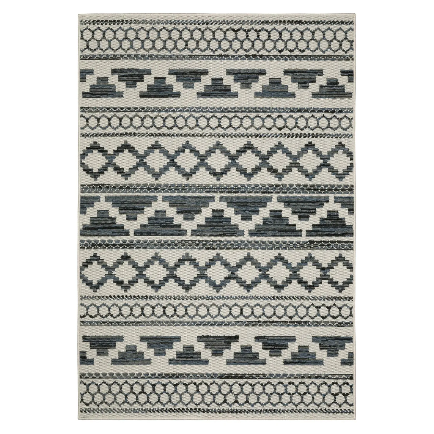 Area Rugs>Plow & Hearth Indoor/Outdoor York Desert Polypropylene Rug, 5'3" x 7'3" Blue