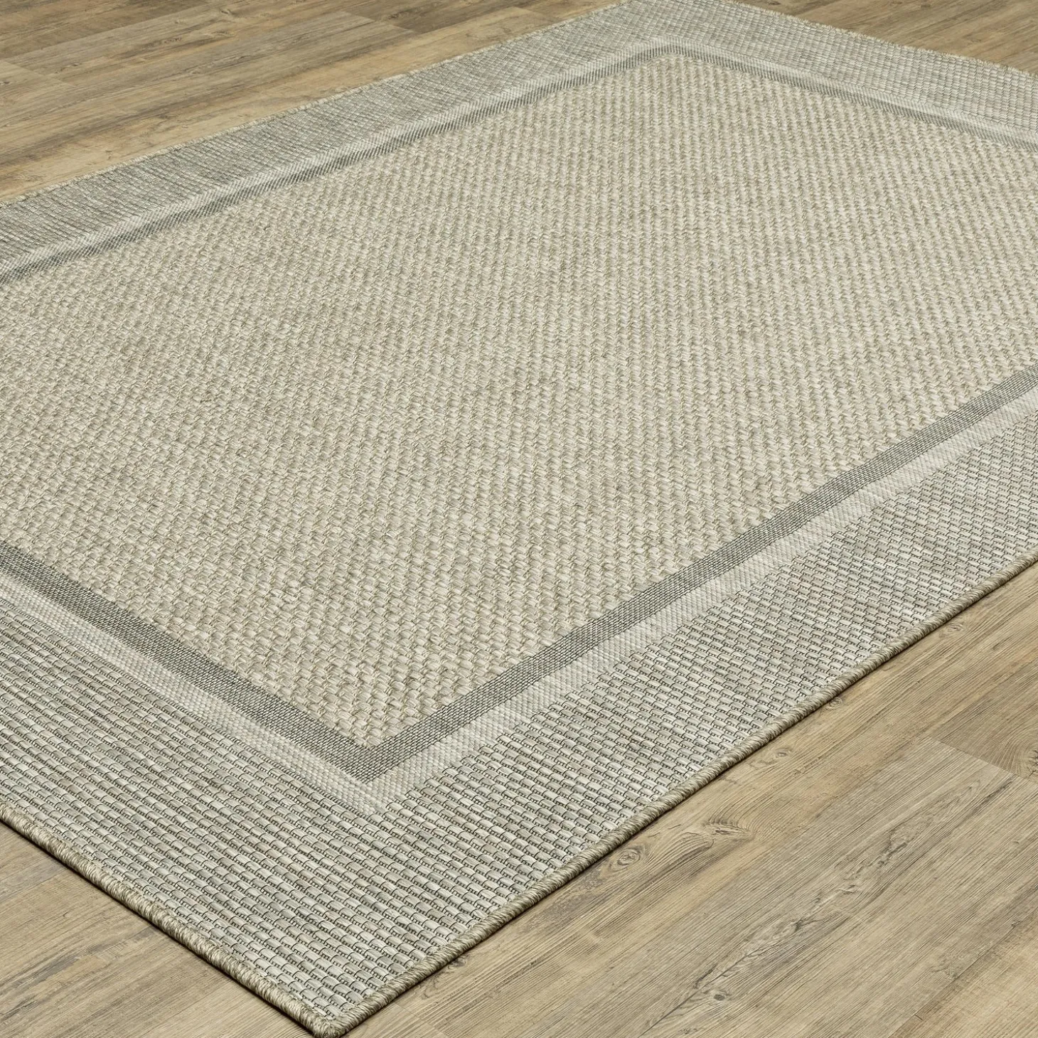 Area Rugs>Plow & Hearth Indoor/Outdoor Yucatan Border Polypropylene Rug, 3'3" x 5' Beige