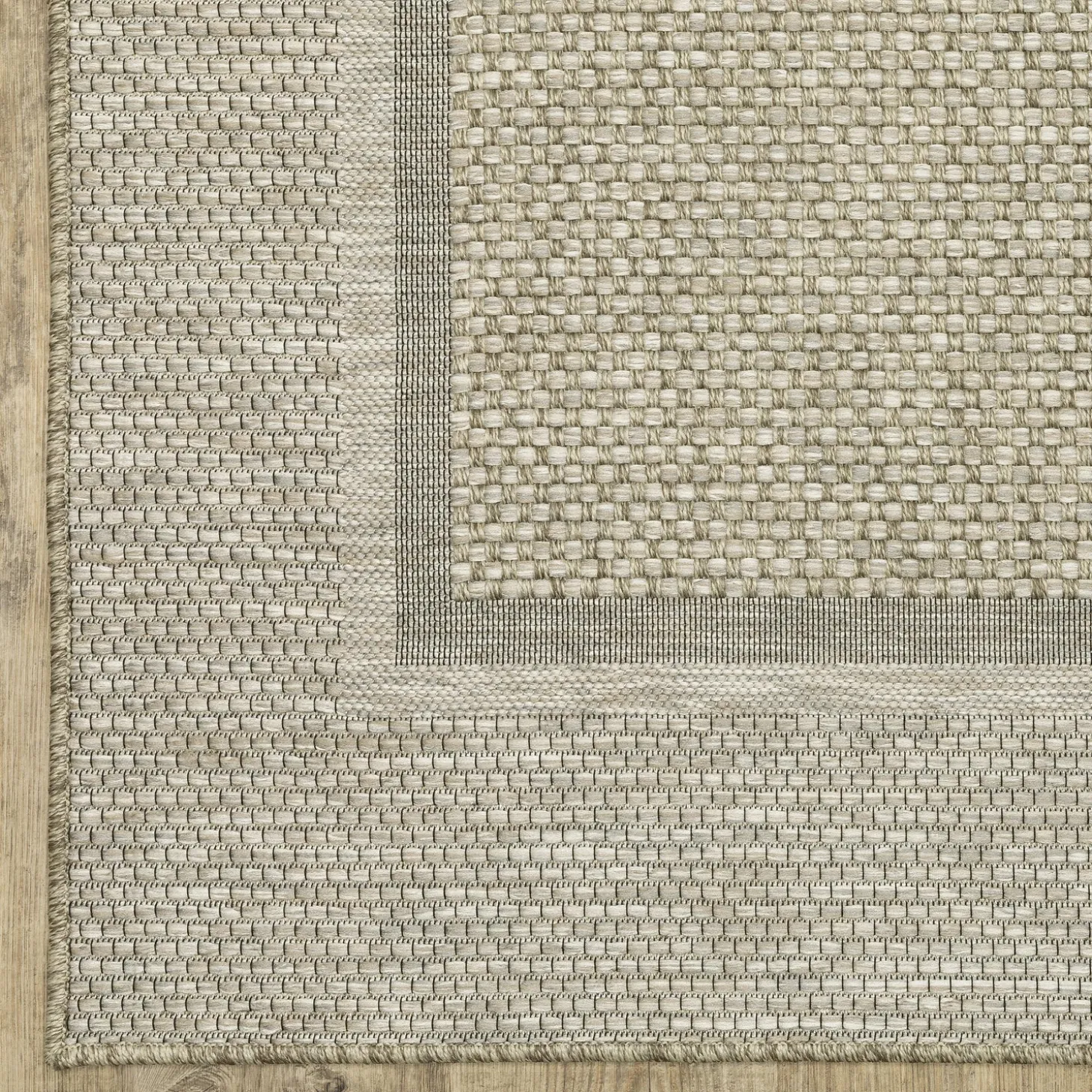 Area Rugs>Plow & Hearth Indoor/Outdoor Yucatan Border Polypropylene Rug, 3'3" x 5' Beige