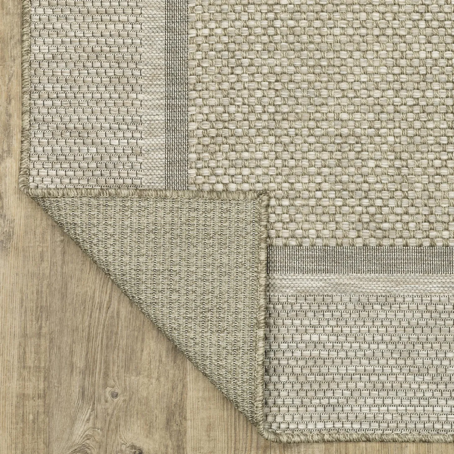 Area Rugs>Plow & Hearth Indoor/Outdoor Yucatan Border Polypropylene Rug, 3'3" x 5' Beige