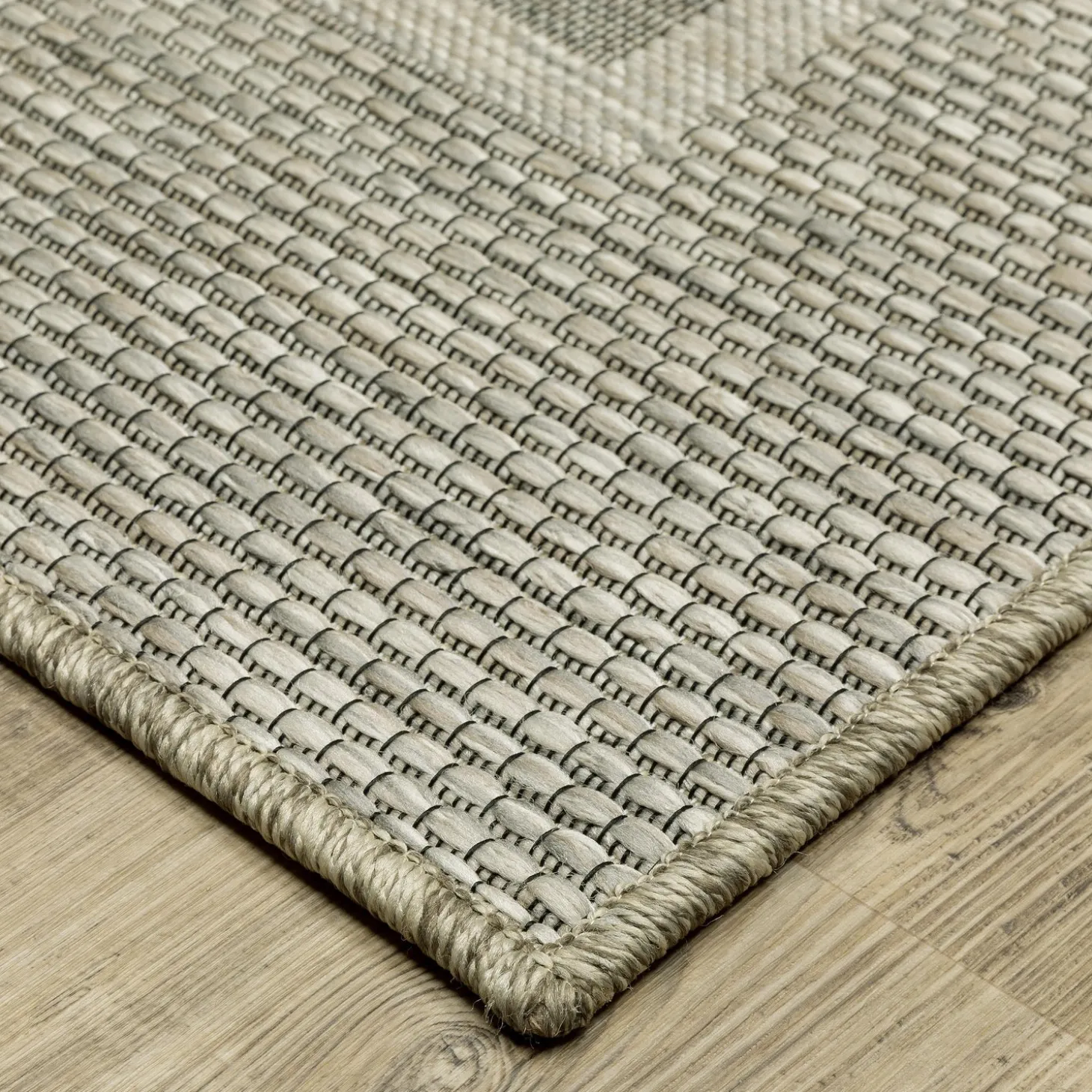 Area Rugs>Plow & Hearth Indoor/Outdoor Yucatan Border Polypropylene Rug, 3'3" x 5' Beige