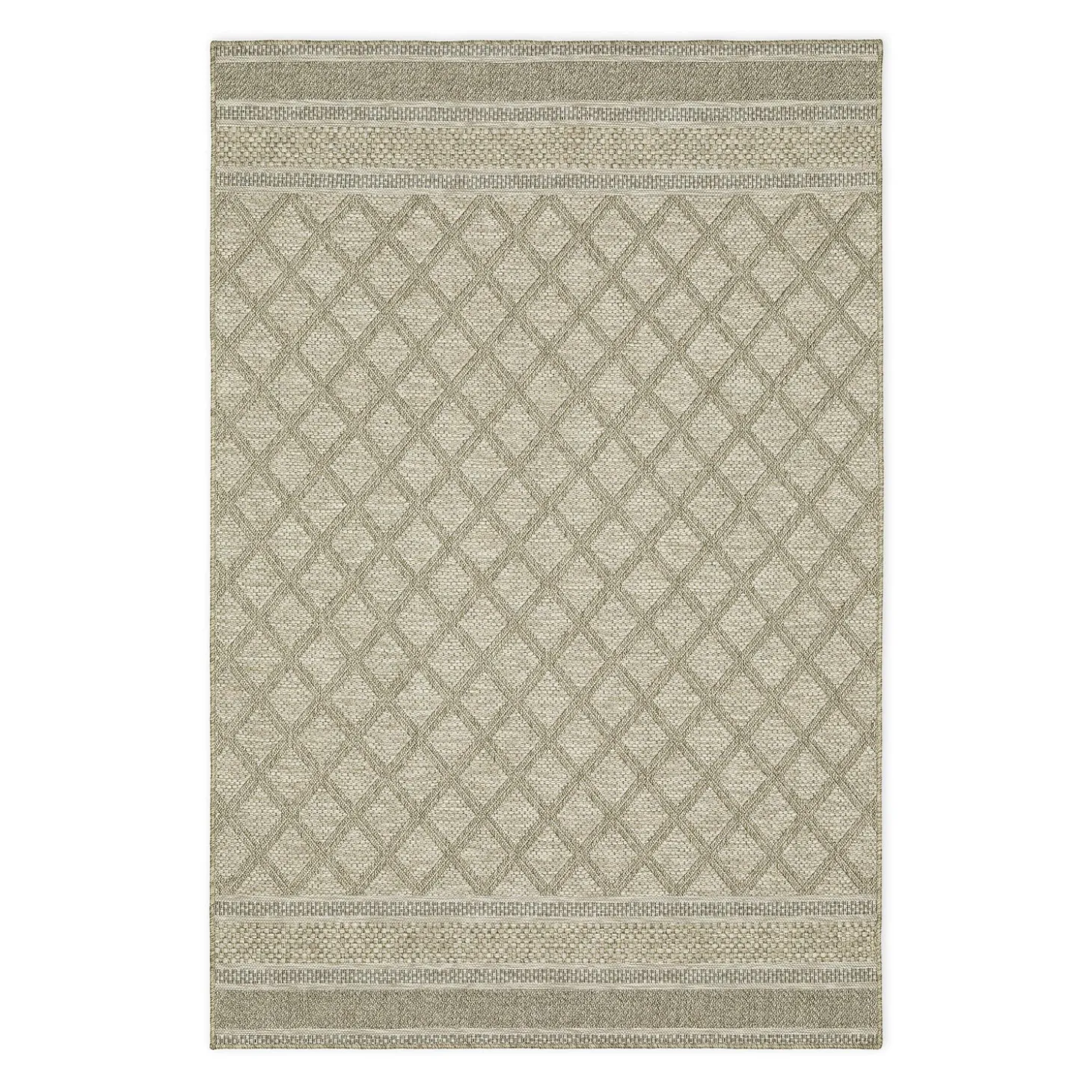 Area Rugs>Plow & Hearth Indoor/Outdoor Yucatan Lattice Polypropylene Rug, 6'7" x 9'2" Beige