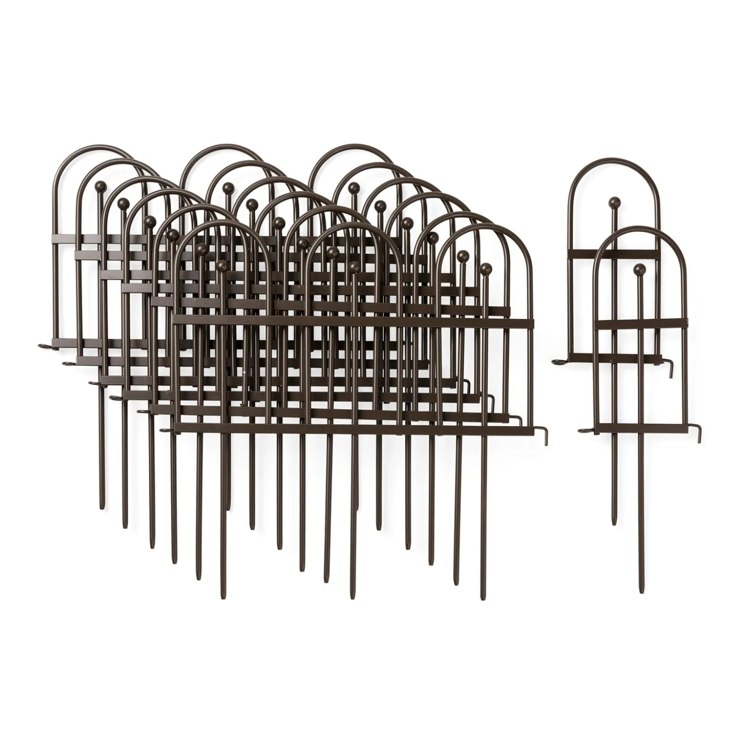 Garden Fencing & Edging>Plow & Hearth Iron Fence Wrought Iron Edging with Ground Stakes and Gunmetal Finish