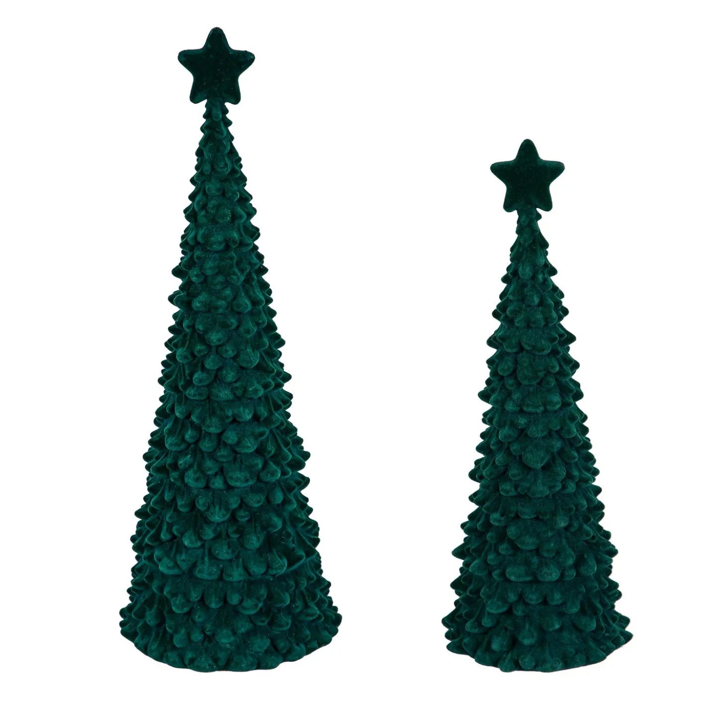 Decorative Accents | Lighted Trees & Garlands>Plow & Hearth Joyful Traditions LED Table Decor Flocked Tree with Star, Set of 2