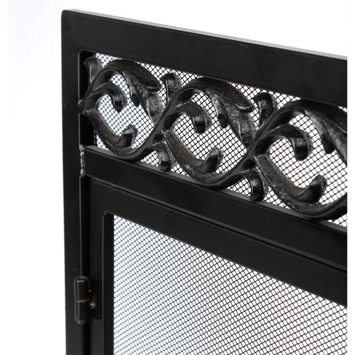 Fireplace Screens With Doors>Plow & Hearth Large Cast Iron Scrollwork Fire Screen With Doors Black