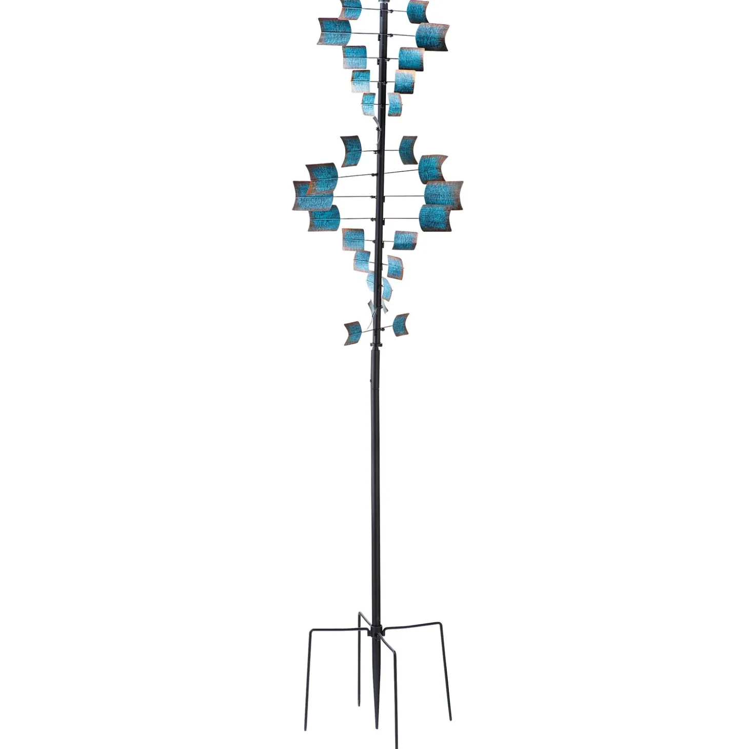 Wind Spinners>Plow & Hearth Large Metal Spiral Spinner with Blue and Copper-Colored Vanes