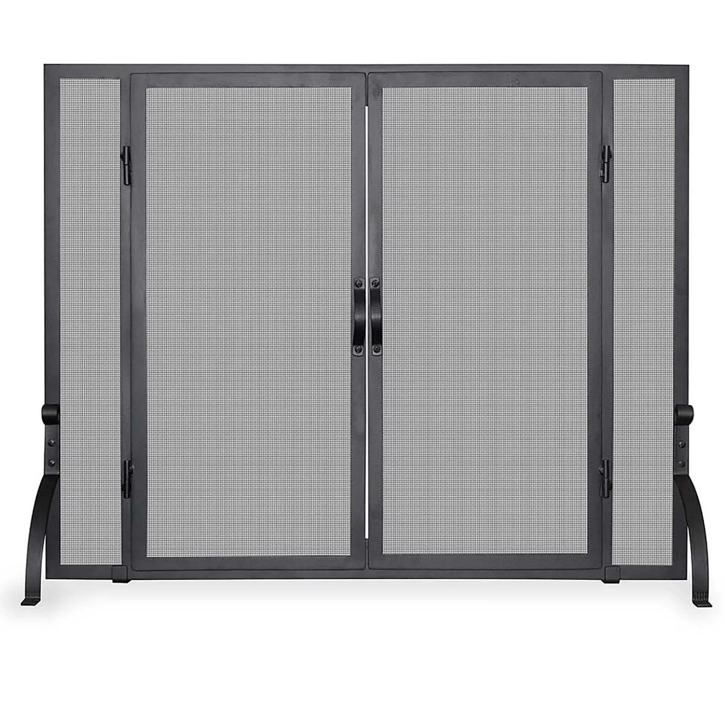 Fireplace Screens With Doors>Plow & Hearth Large Single Panel Wrought Iron Fireplace Screen with Doors Black