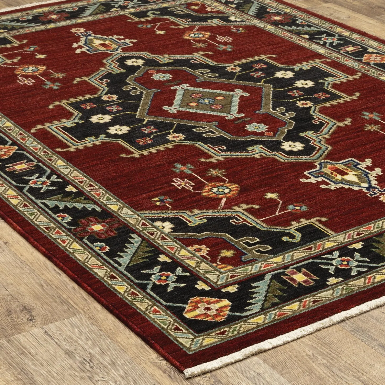 Area Rugs>Plow & Hearth Laurenburg Border Wool Rug, 2' x 6' Runner