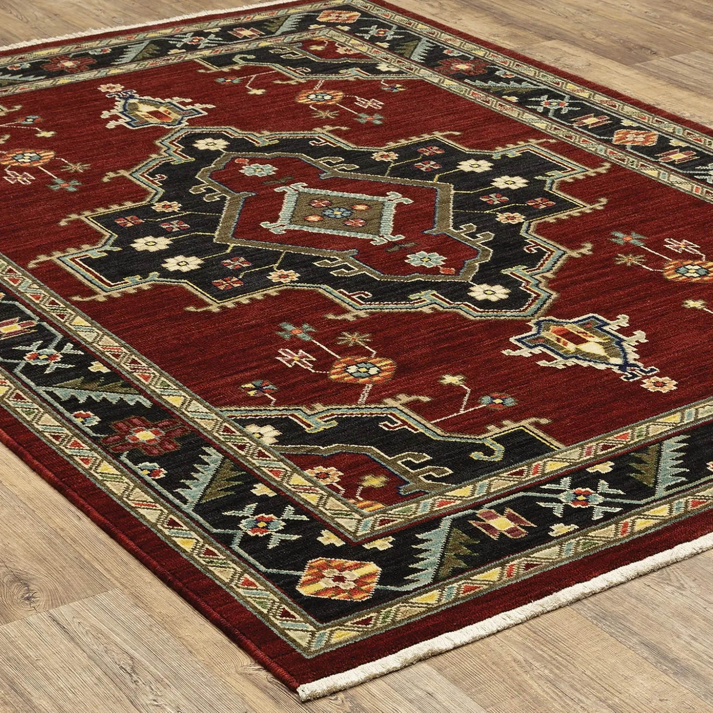 Area Rugs>Plow & Hearth Laurenburg Border Wool Rug, 2' x 6' Runner