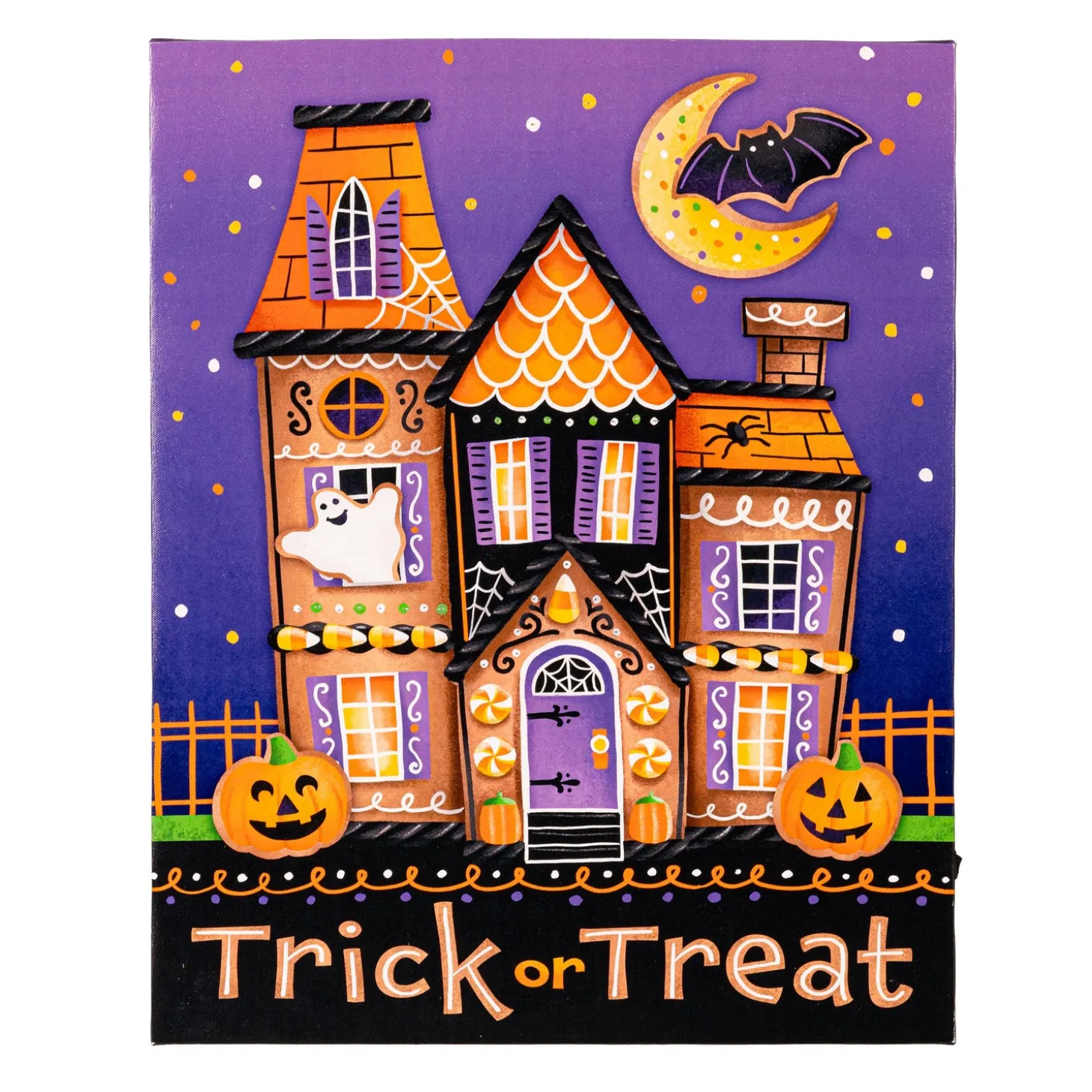 Wall Art>Plow & Hearth LED Canvas, Trick or Treat, 16" L x 20" H
