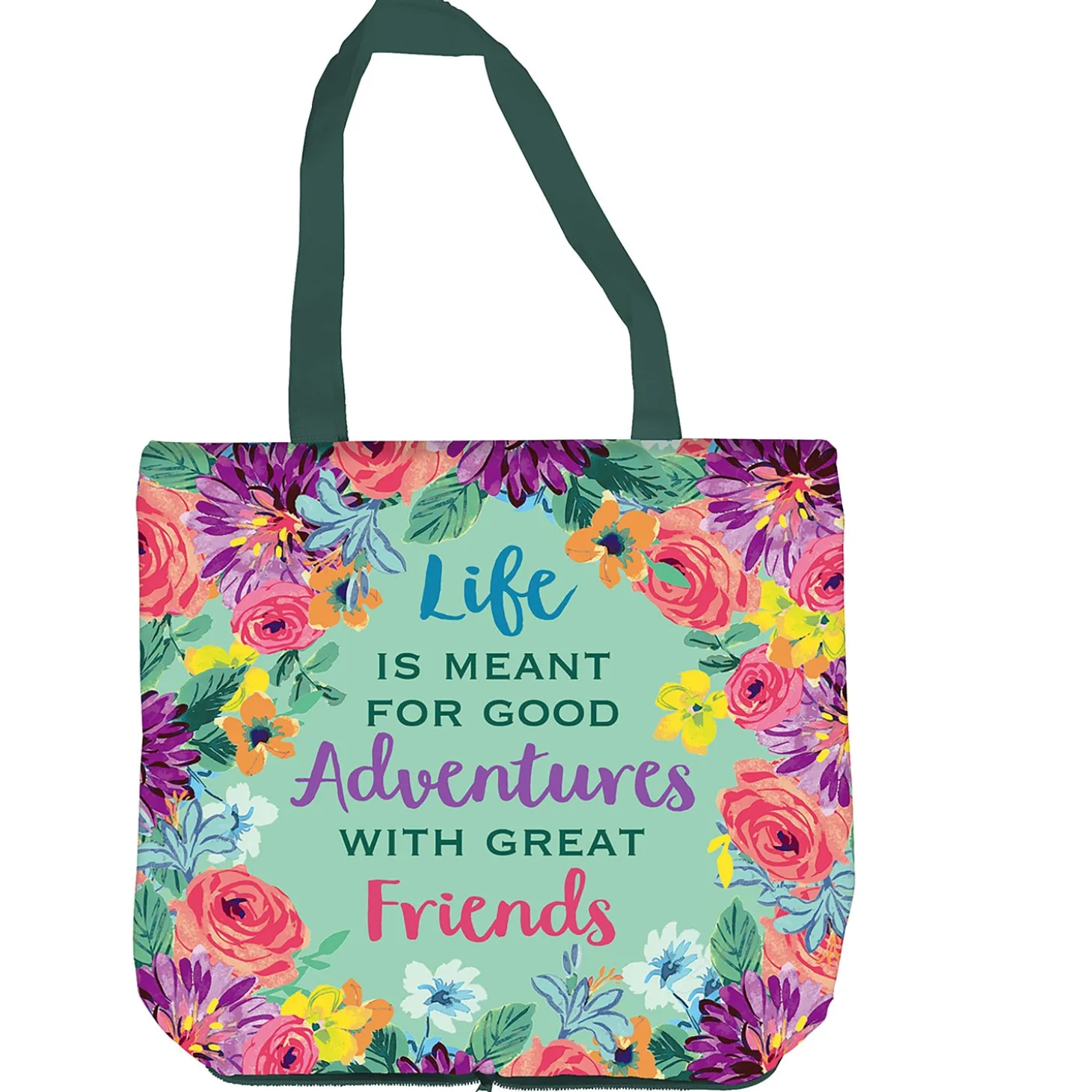 Travel Cups>Plow & Hearth Life Is Meant For Good Adventures Ceramic Perfect Cup and Compact Tote Giftset, 17oz, Gift Box