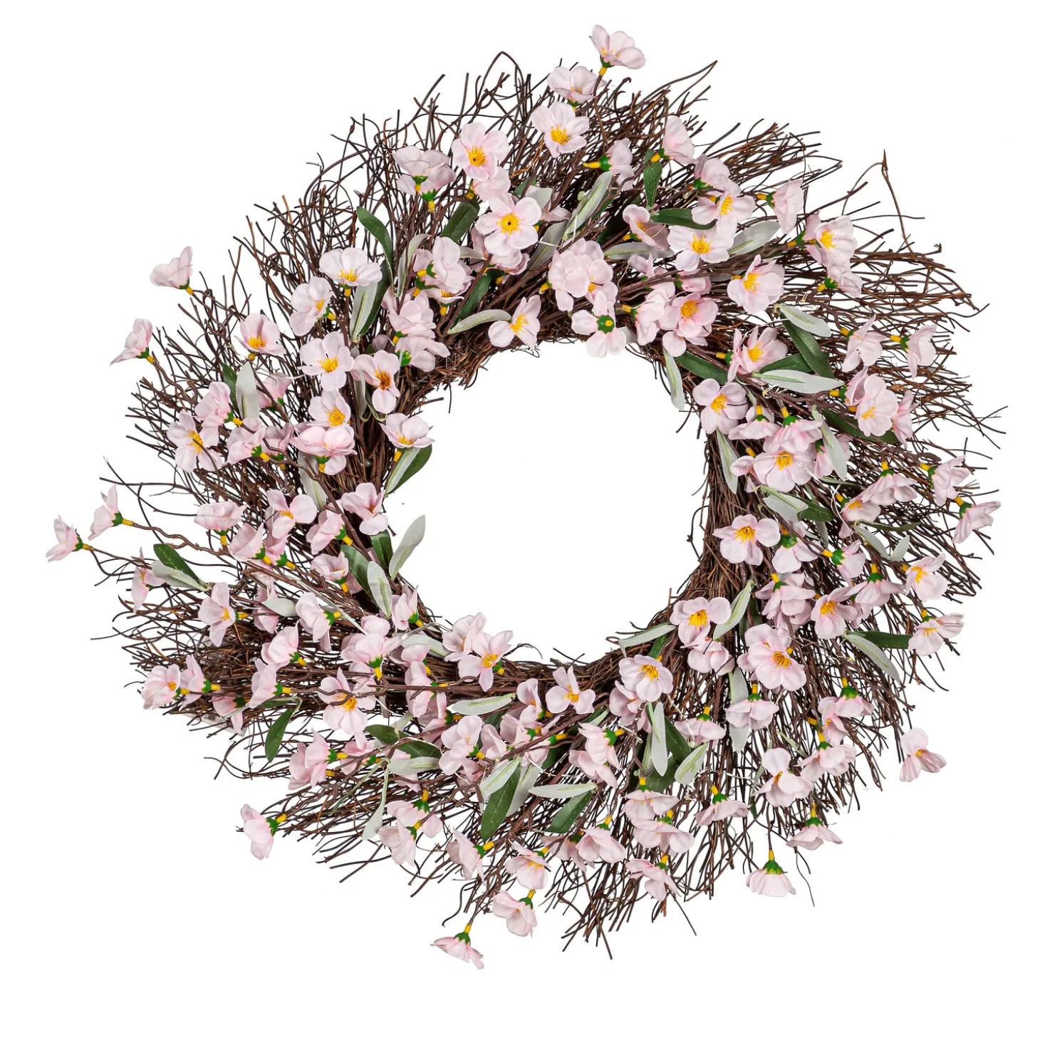 Wreaths | Faux Flowers & Plants>Plow & Hearth Lighted Faux Cherry Blossom Wreath