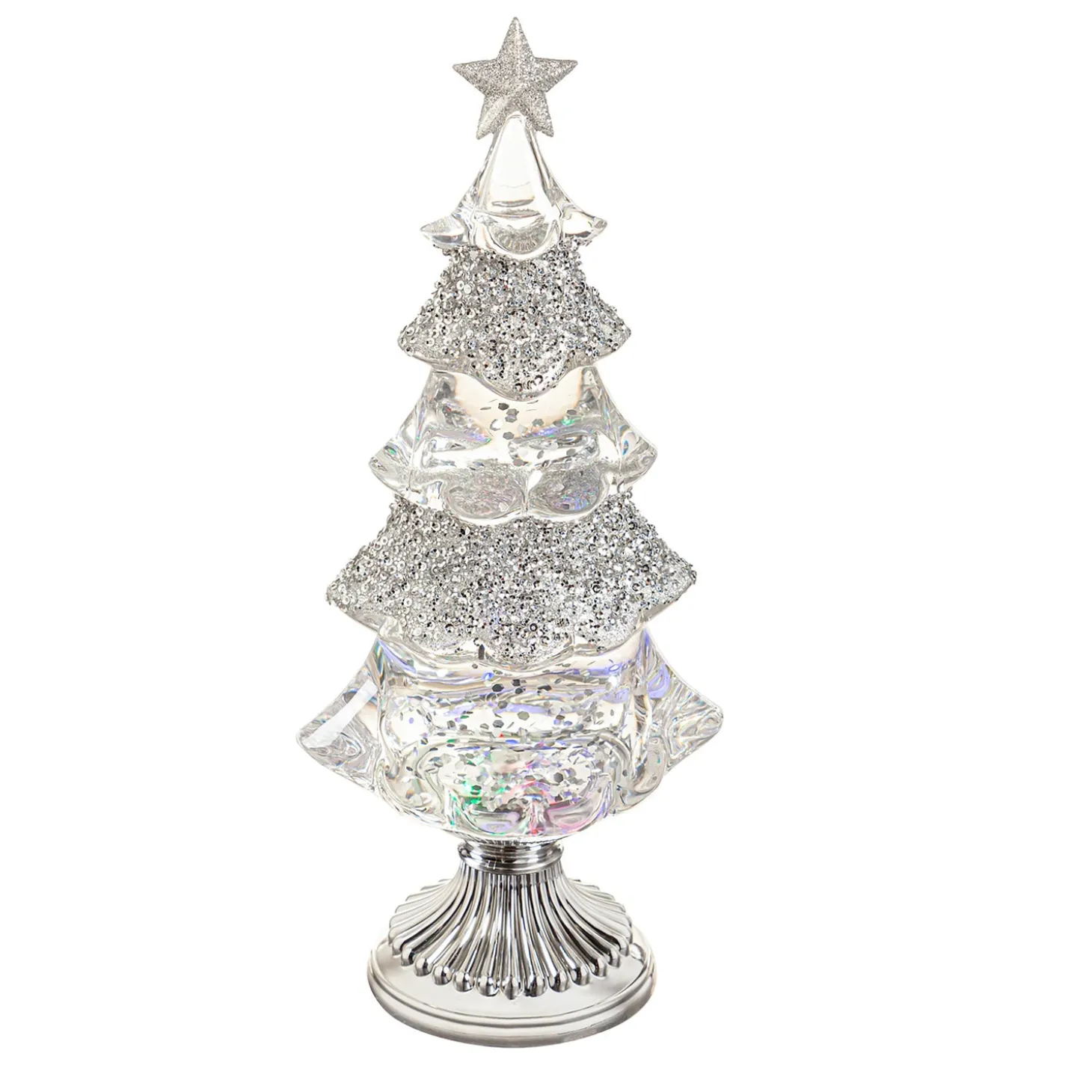 Decorative Accents>Plow & Hearth Lighted Water Globe Christmas Tree Table Décor