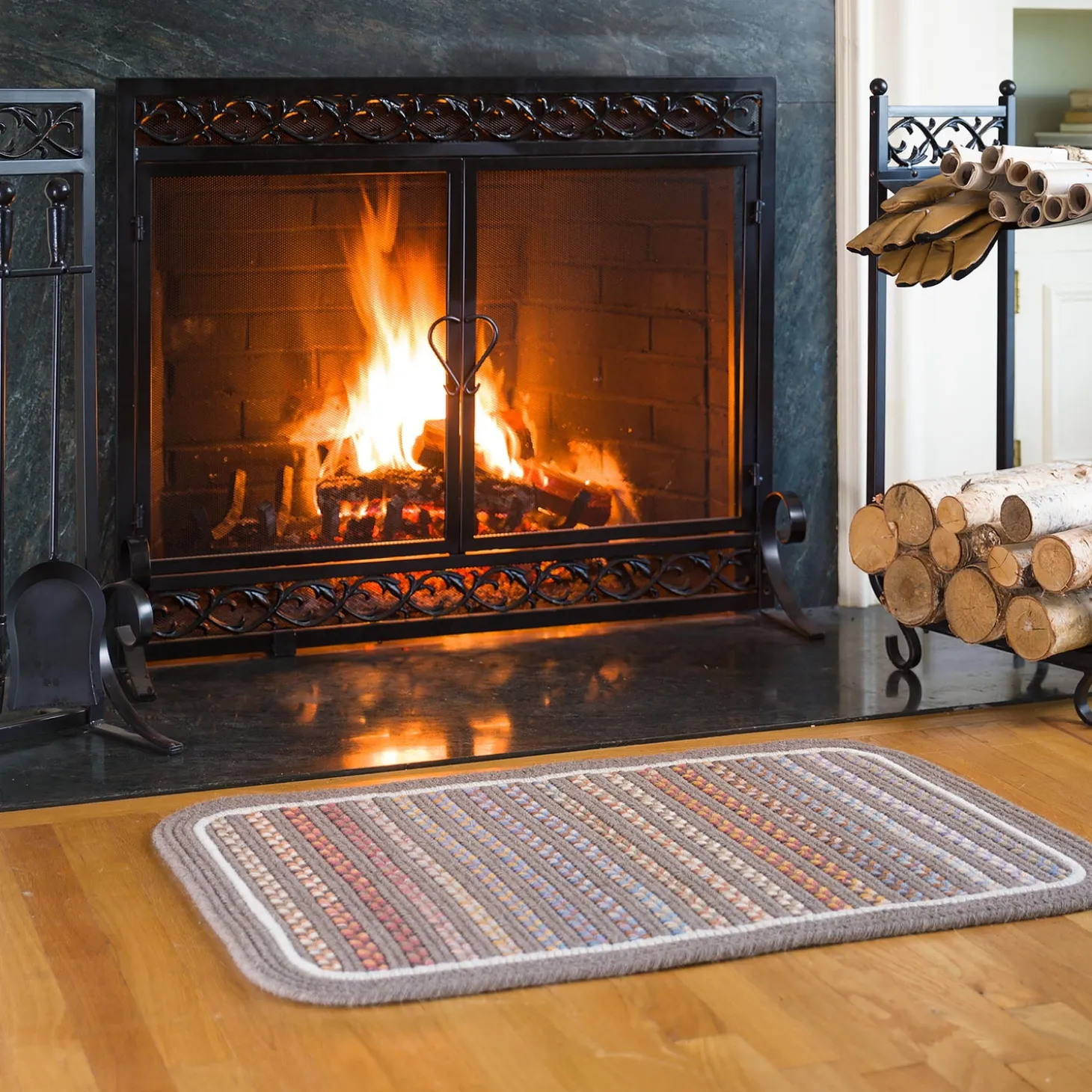 Area Rugs>Plow & Hearth Lynnhaven Wool Solid Border Braided Rug, 8' x 11'