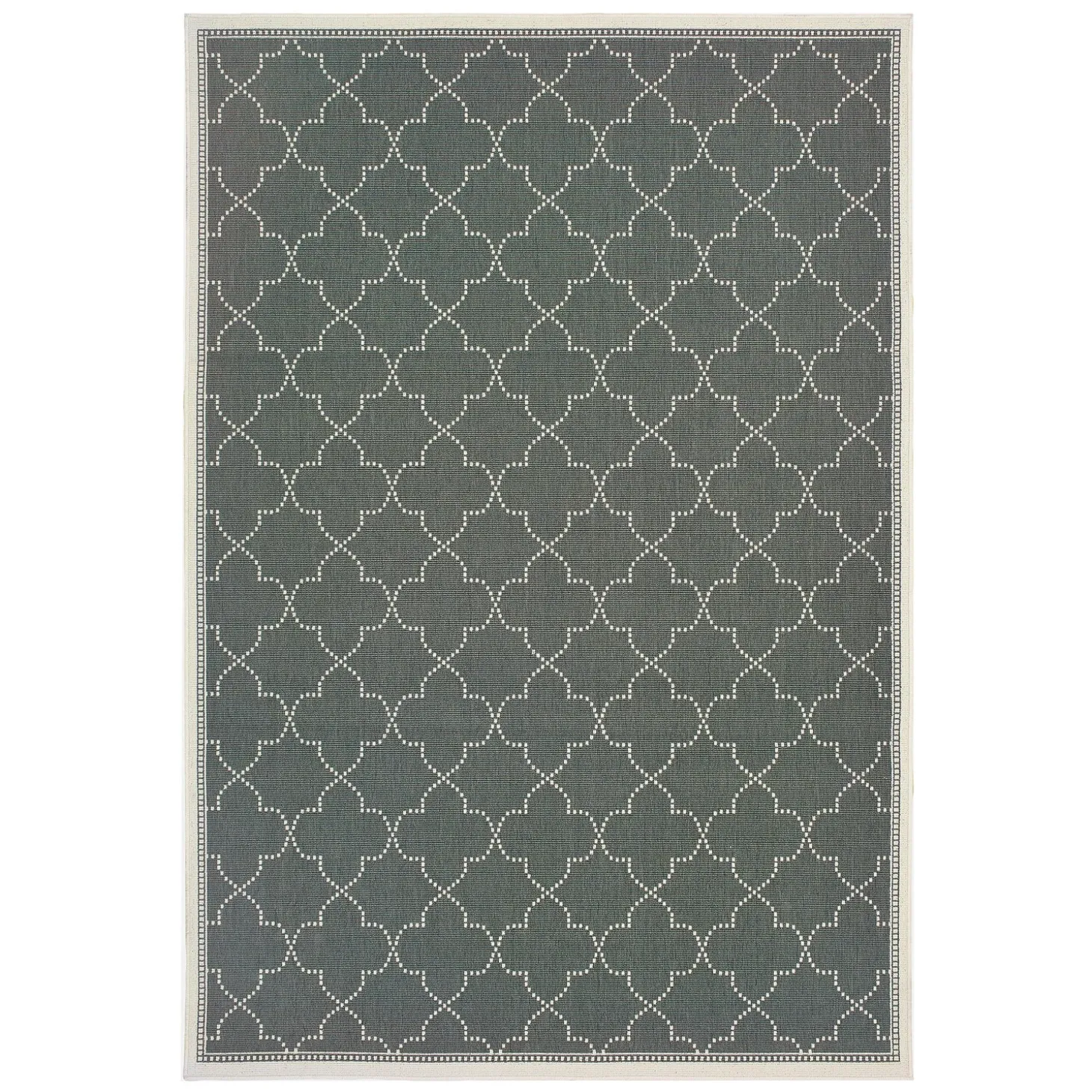 Area Rugs>Plow & Hearth Marston Quatrefoil Area Rug, 3'7"x 5'6" Gray