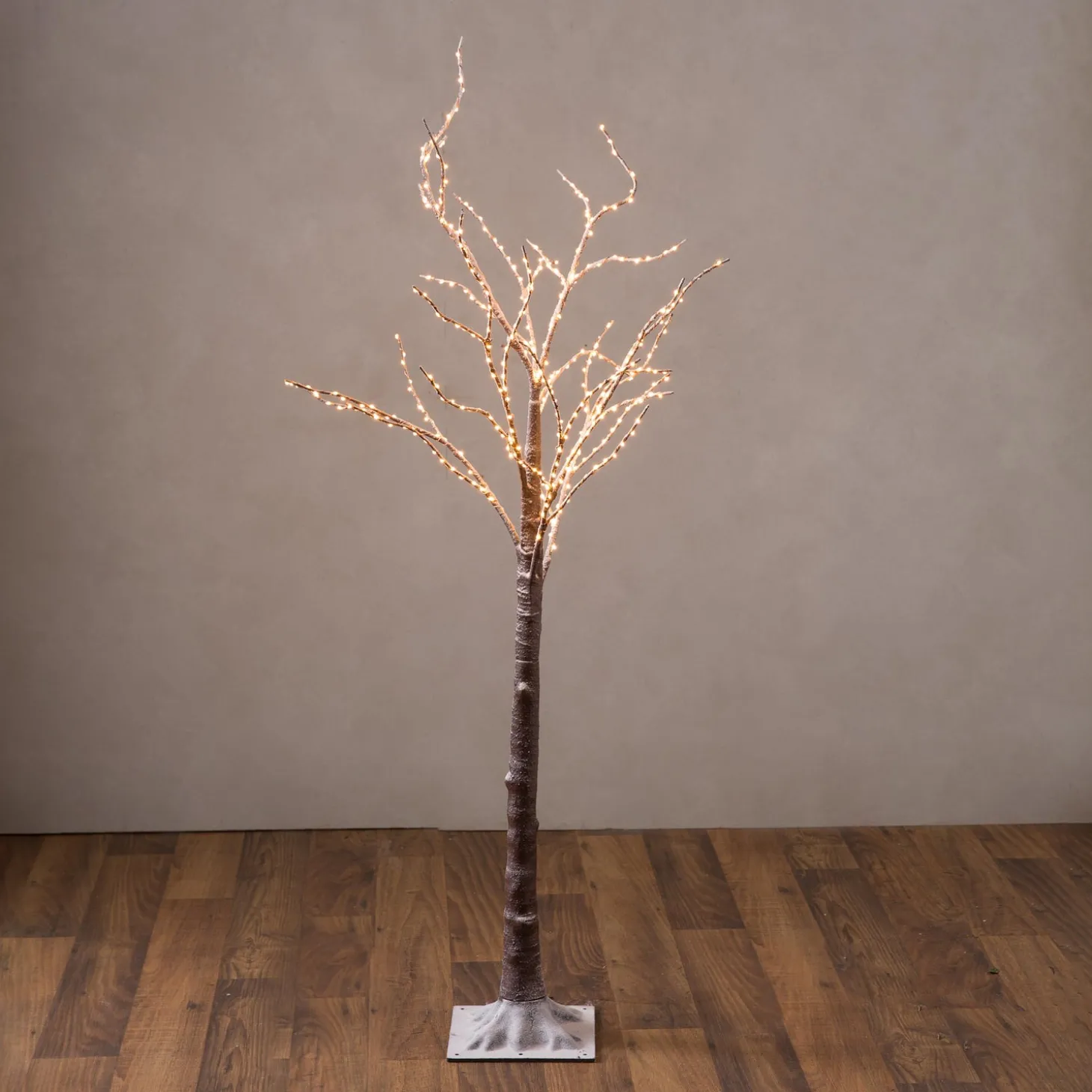 Lighted Trees & Garlands>Plow & Hearth Medium Indoor/Outdoor Birch Tree with 400 Warm White Lights Brown