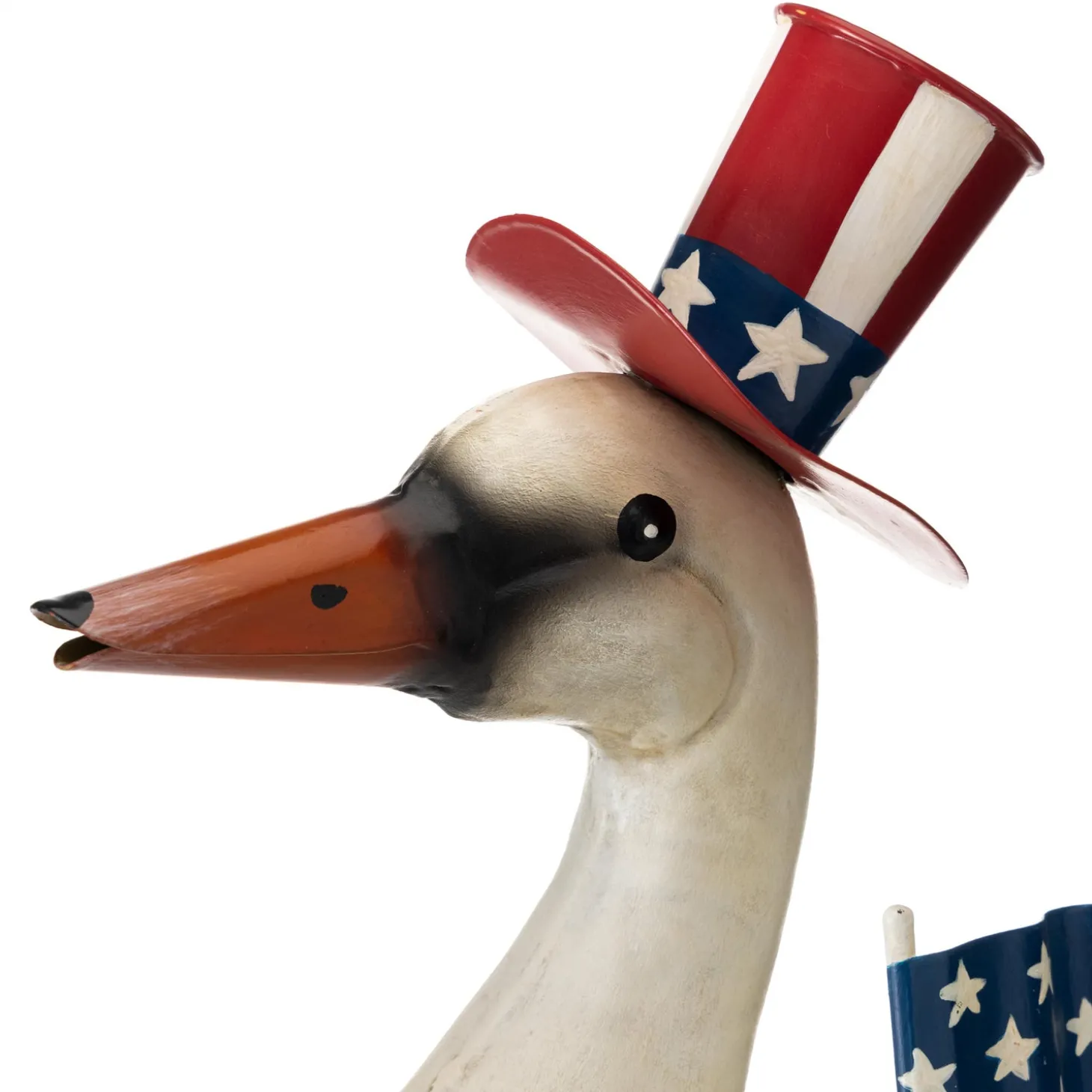 Garden Statues>Plow & Hearth Metal Patriotic Goose Statue with American Flag and Top Hat