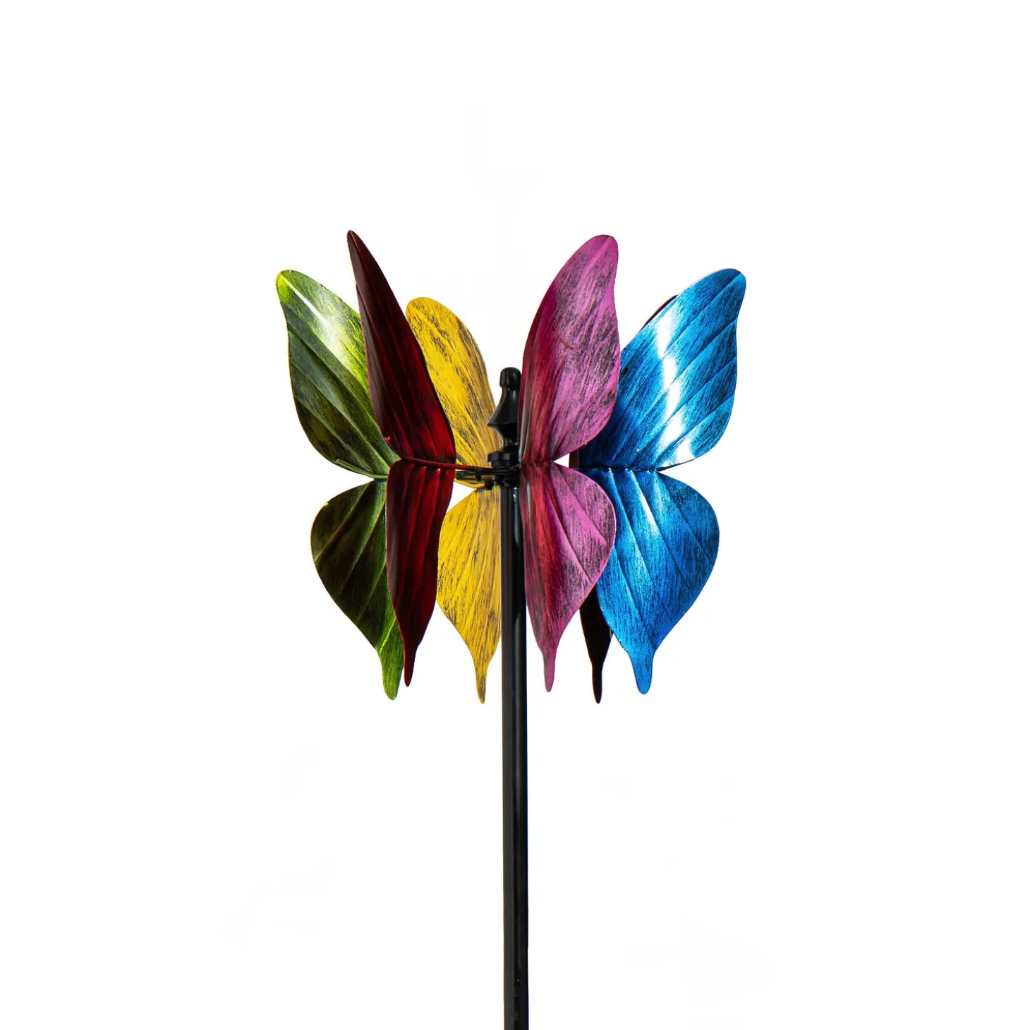 Wind Spinners>Plow & Hearth Metal Wind Spinner, Colorful Butterfly, 65"H