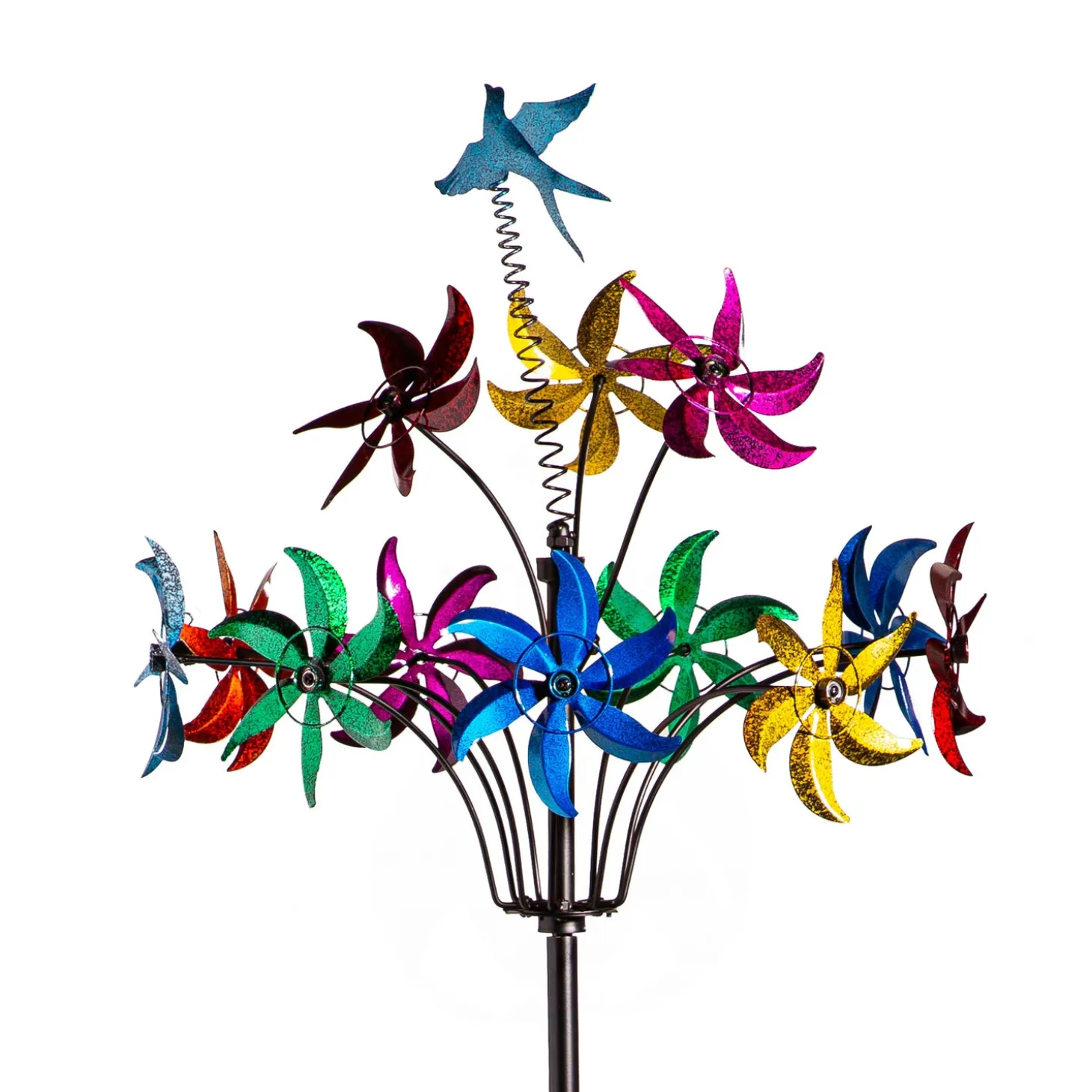 Wind Spinners>Plow & Hearth Metal Wind Spinner, Twirling Colorful Flowers, 91"H