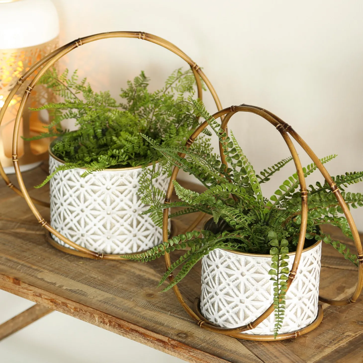 Planters & Plant Stands>Plow & Hearth Metallic Tabletop Planters Set of 2