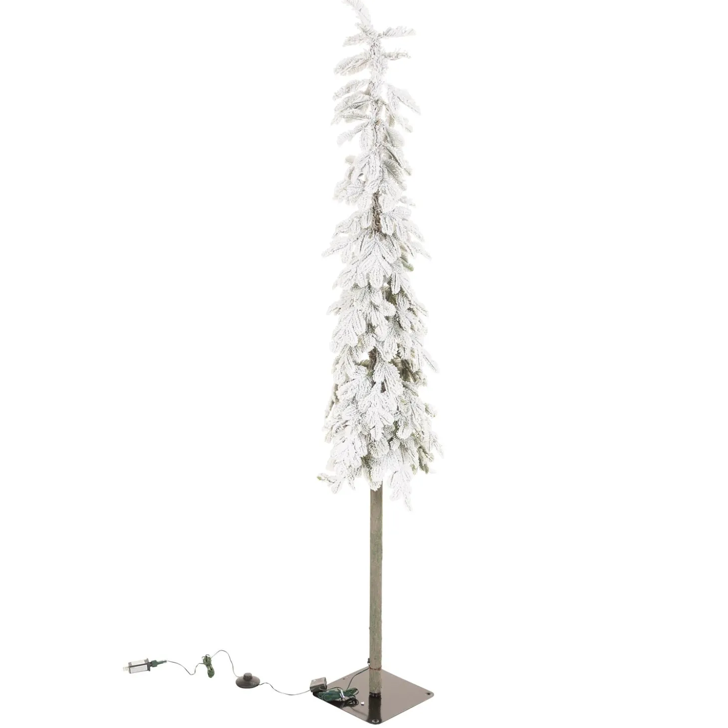 Lighted Trees & Garlands>Plow & Hearth 6' Monte Rosa Flocked Alpine Fir Christmas Tree with 150 Warm White LEDs