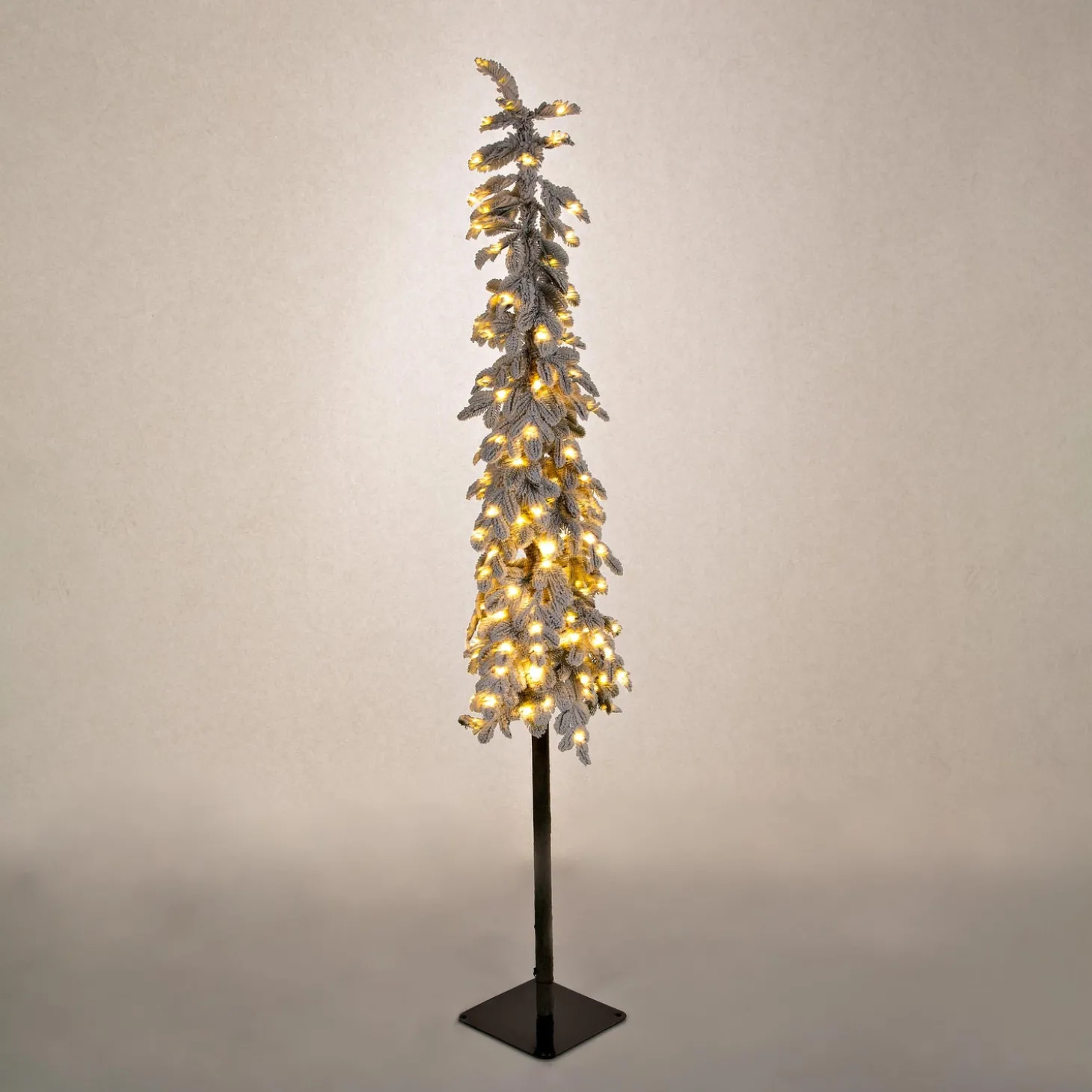 Lighted Trees & Garlands>Plow & Hearth 6' Monte Rosa Flocked Alpine Fir Christmas Tree with 150 Warm White LEDs