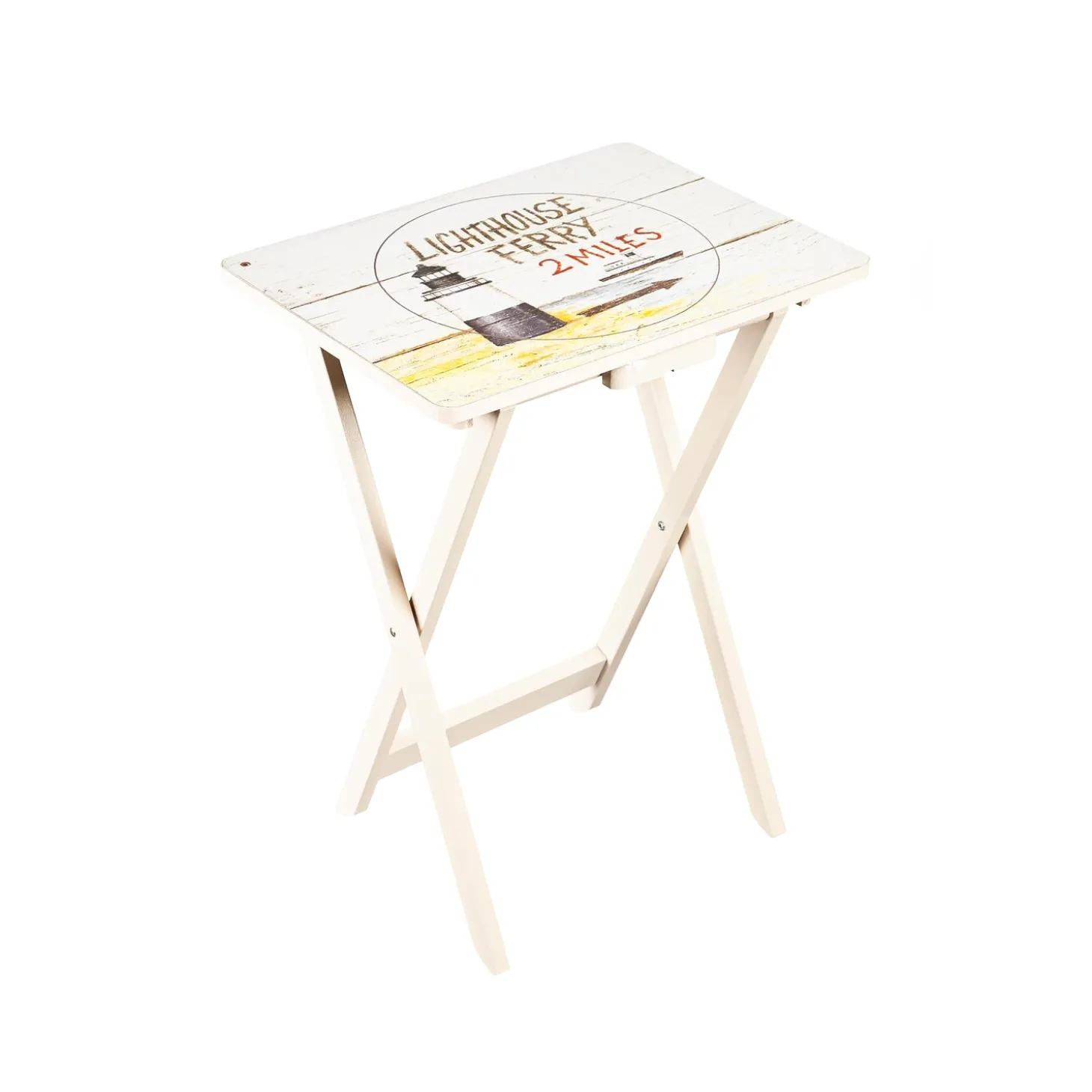 Accent Tables>Plow & Hearth Nautical TV Tray Set With Stand, Set of 4