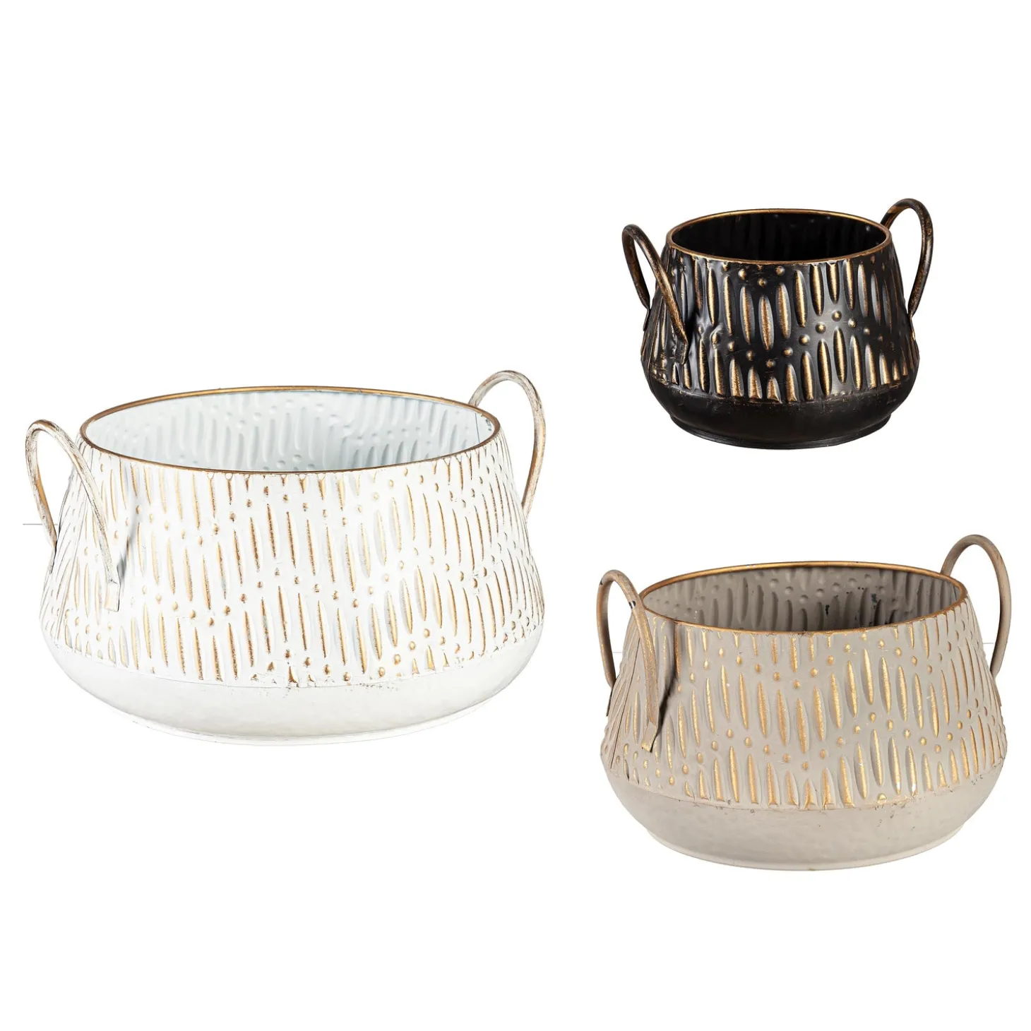 Planters & Plant Stands | Planters & Vases>Plow & Hearth Nesting Multicolor Metal Planters, Set of 3