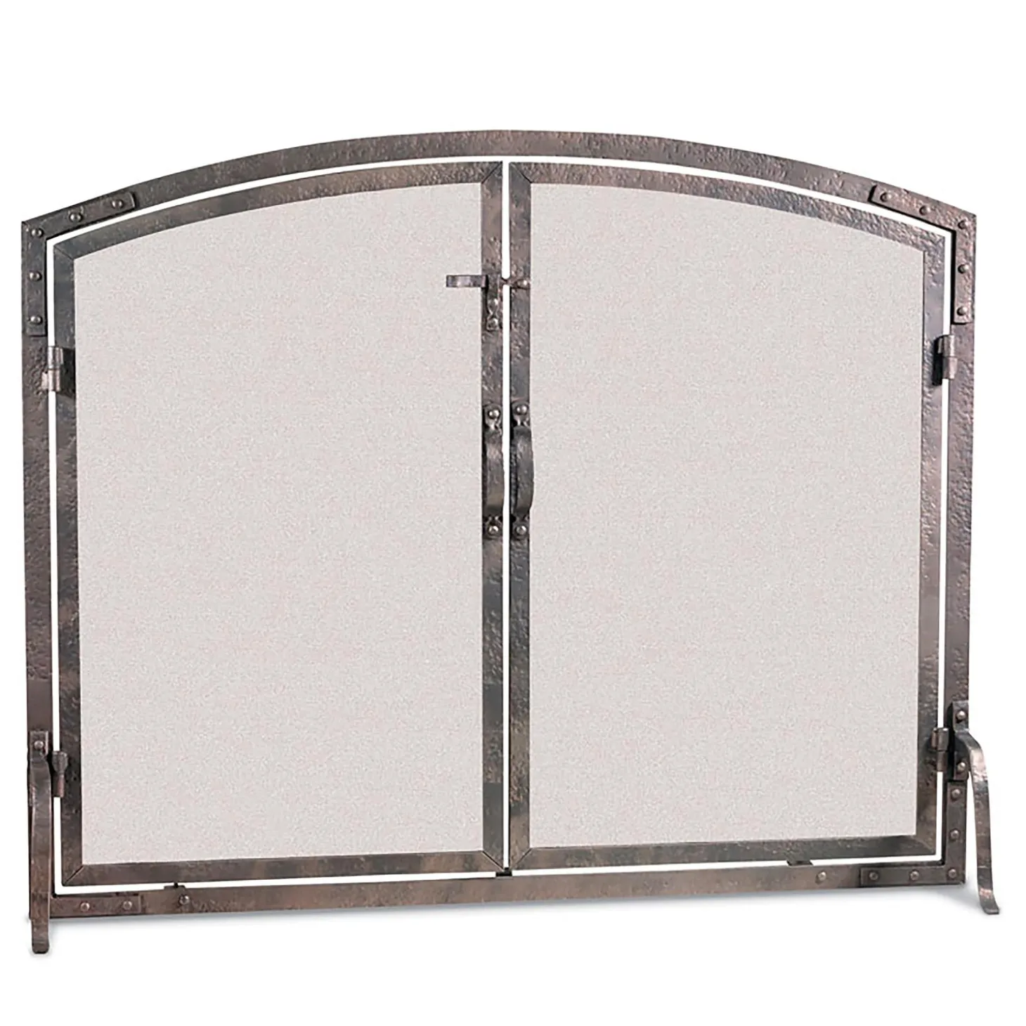 Fireplace Screens With Doors>Plow & Hearth Old World Forged Iron Arched Door Fireplace Screen
