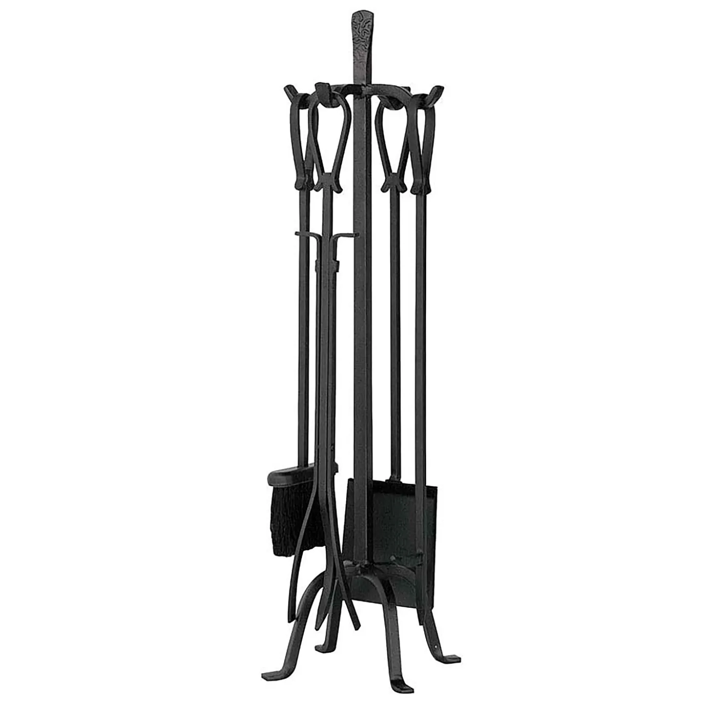 Fireplace Tool Sets>Plow & Hearth Olde World 5-Piece Fireplace Tool Set with Loop Handles Iron
