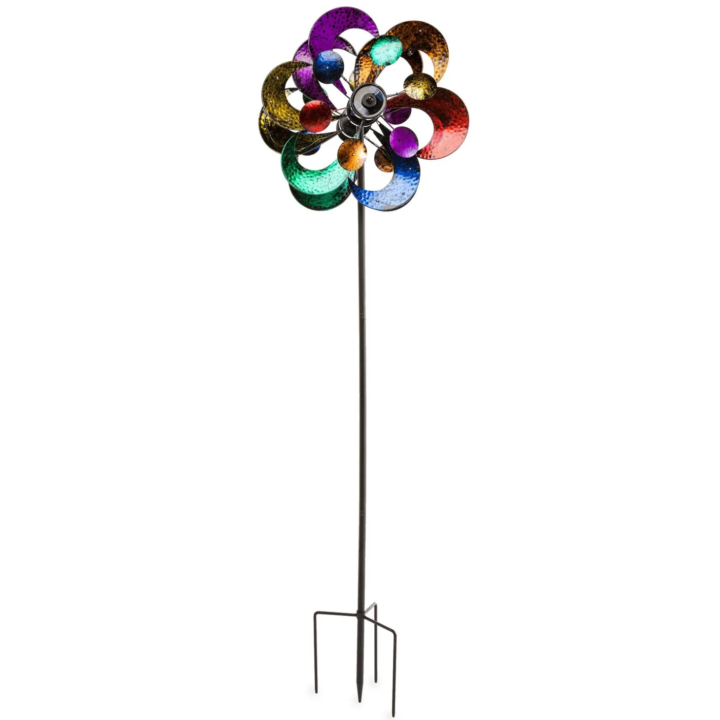 Wind Spinners | Solar Accents>Plow & Hearth Oversized Multicolor Solar Lighted Gala Wind Spinner with Four Rotors
