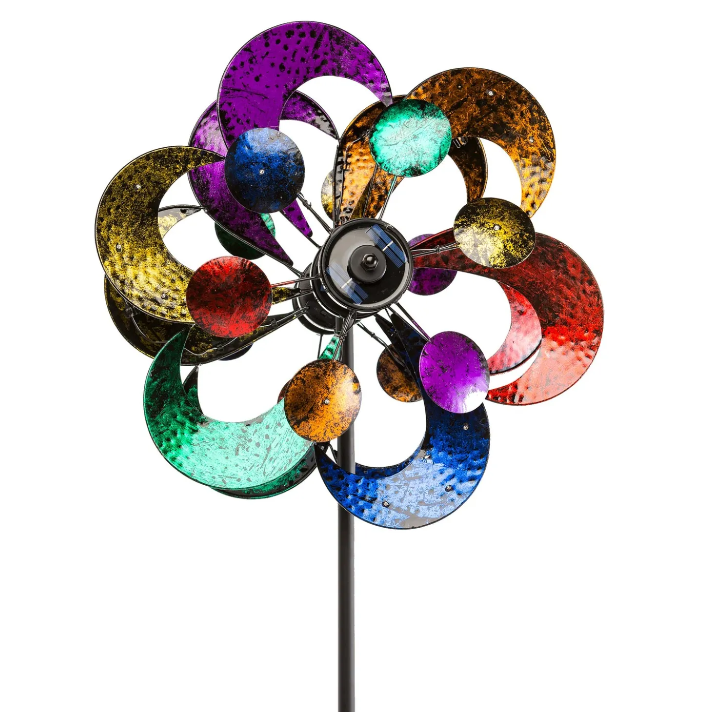 Wind Spinners | Solar Accents>Plow & Hearth Oversized Multicolor Solar Lighted Gala Wind Spinner with Four Rotors