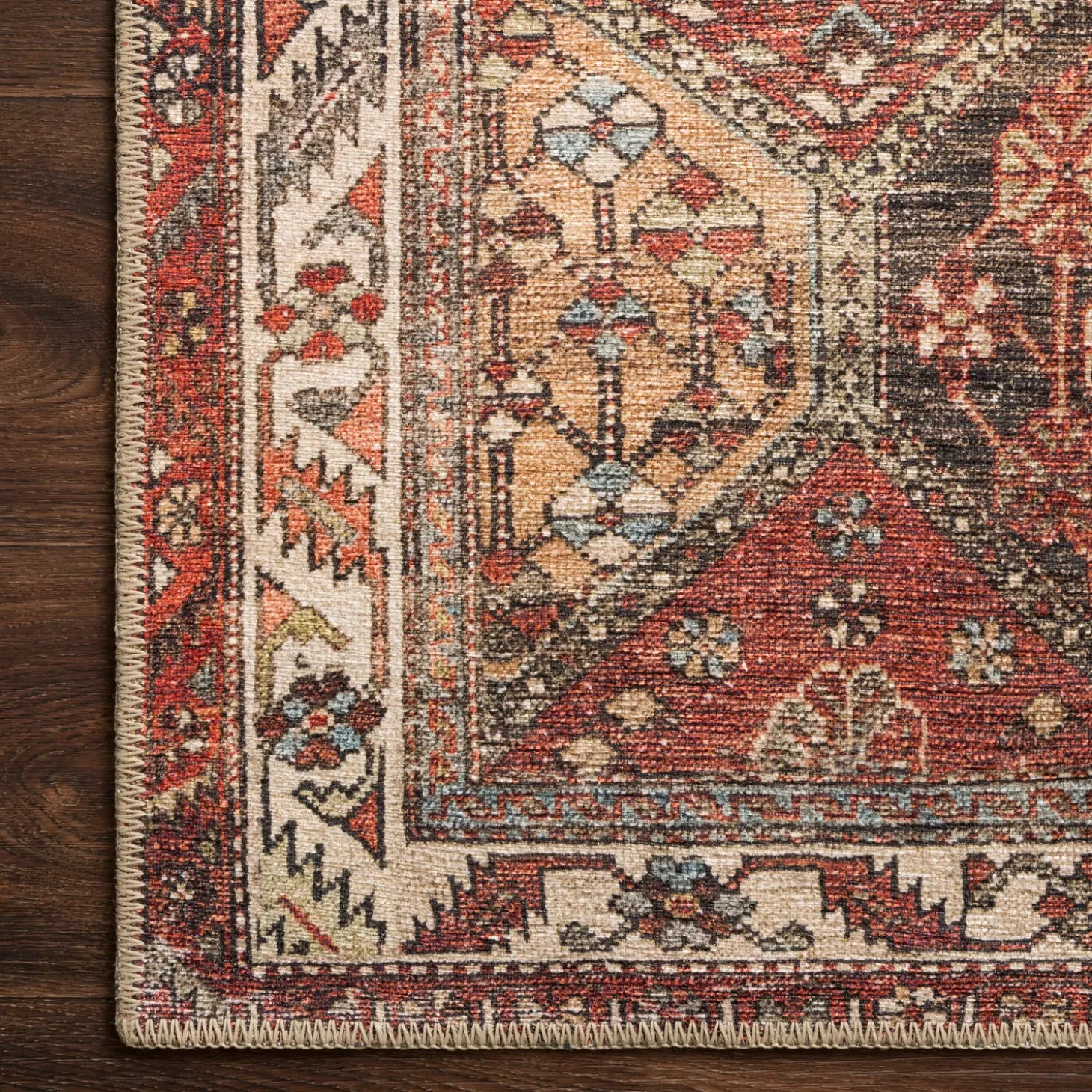 Area Rugs>Plow & Hearth Oxford Hexagon Polyester Runner, 2'6" x 7'6" Spice