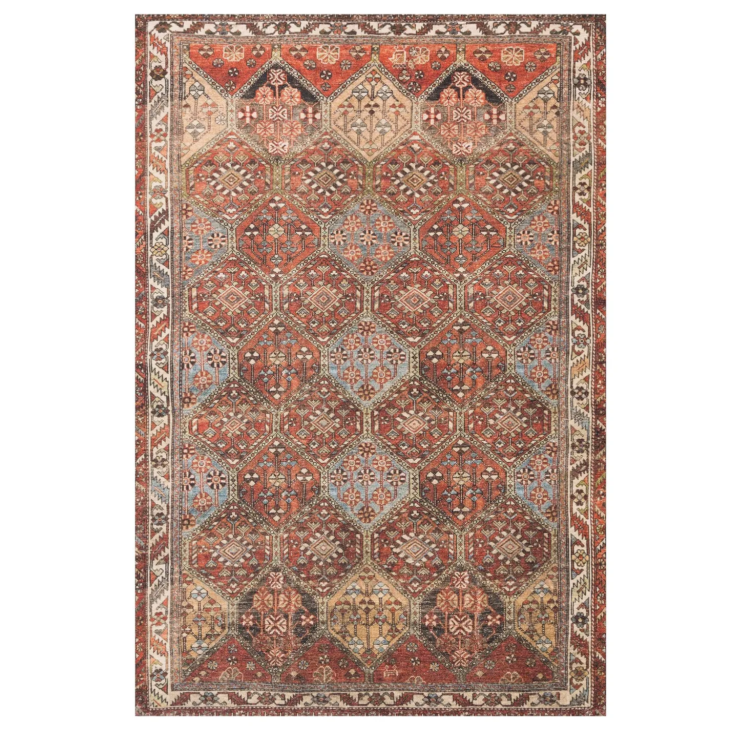 Area Rugs>Plow & Hearth Oxford Hexagon Polyester Runner, 2'6" x 7'6" Spice