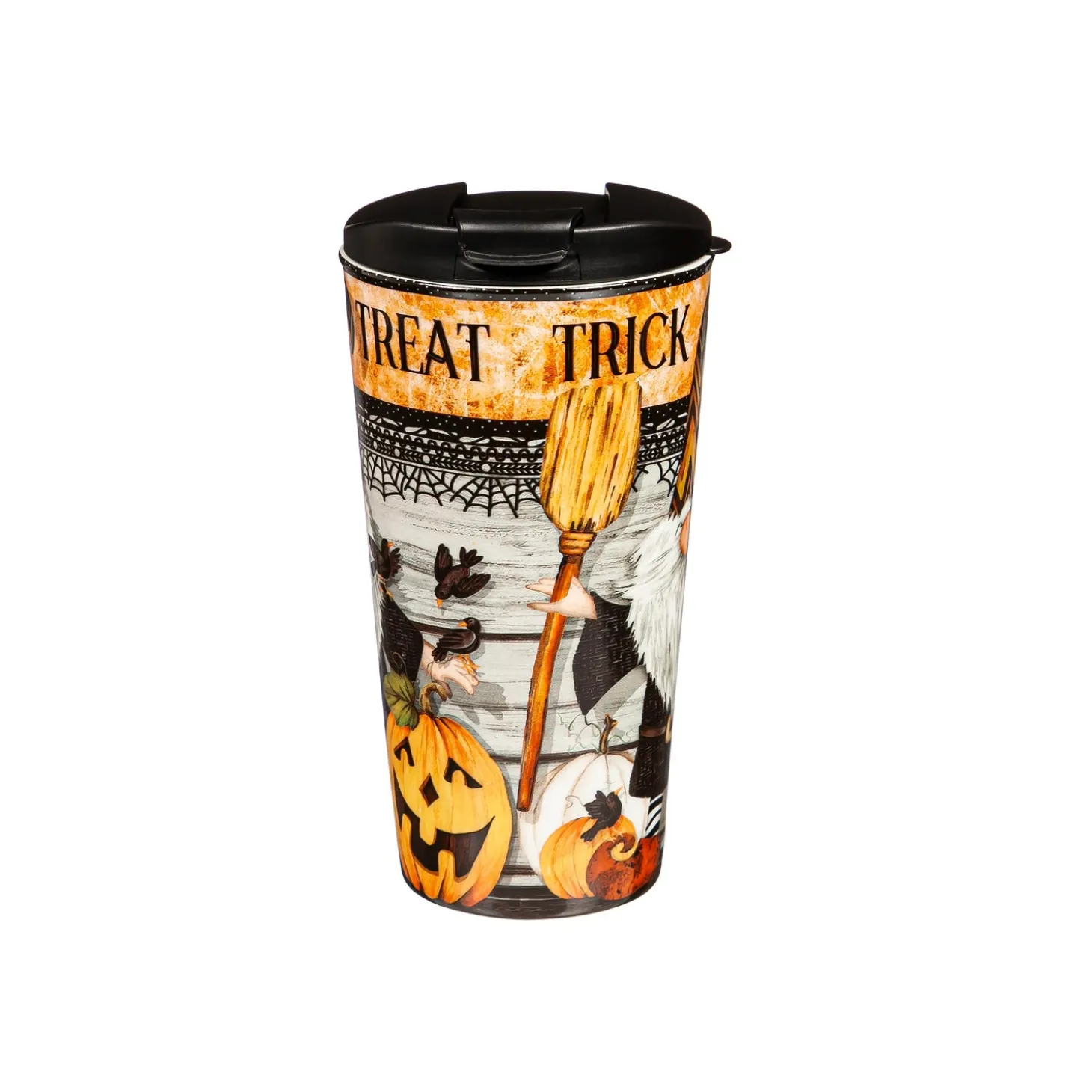 Travel Cups>Plow & Hearth 17 OZ Ceramic Cup and Puzzle Gift Set, Trick Or Treat Gnome