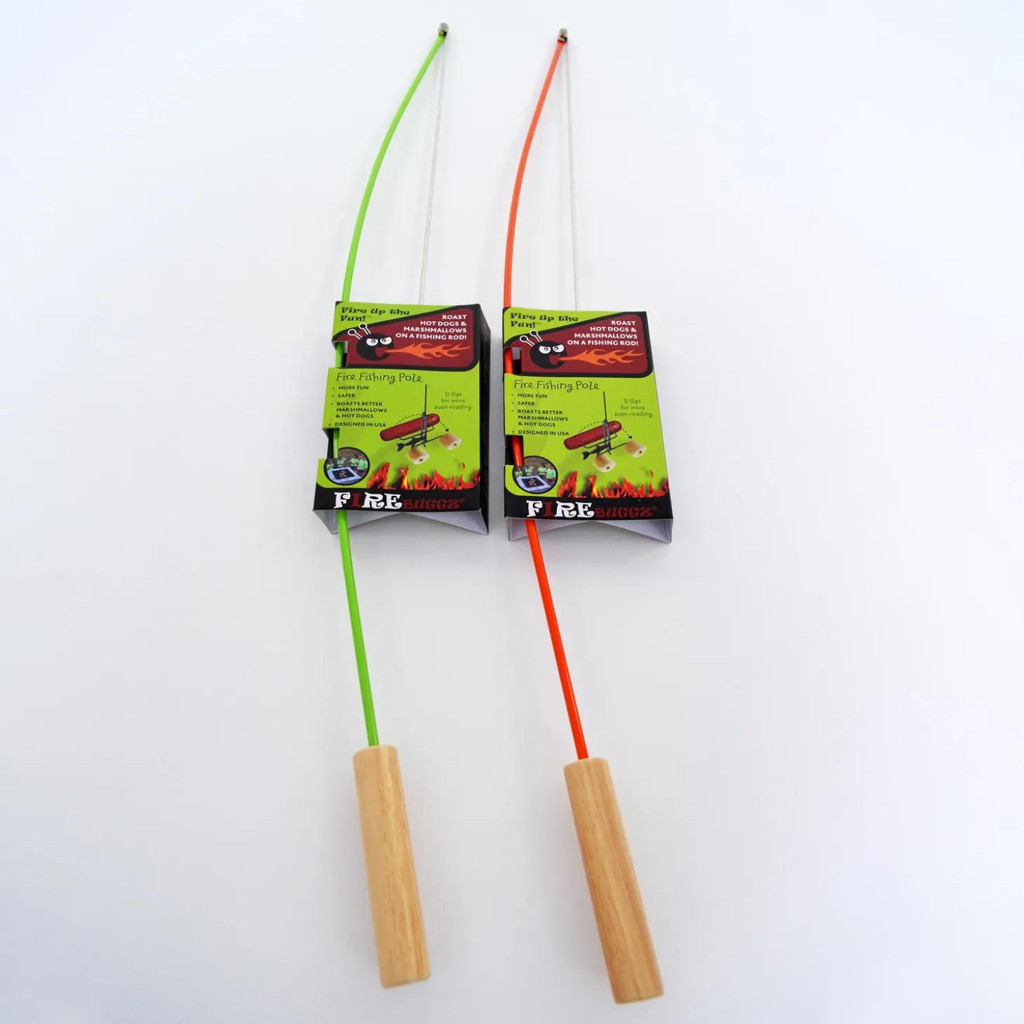 Fire Pits | Fire Pits>Plow & Hearth 3-Piece Campfire Cooking Fishing Rod Roasters with Bag Set Camo