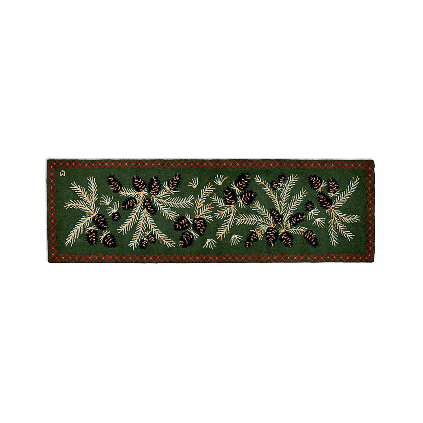 Area Rugs>Plow & Hearth Pine Cone Hand-Hooked Wool Hearth Runner, 2'5" x 8'