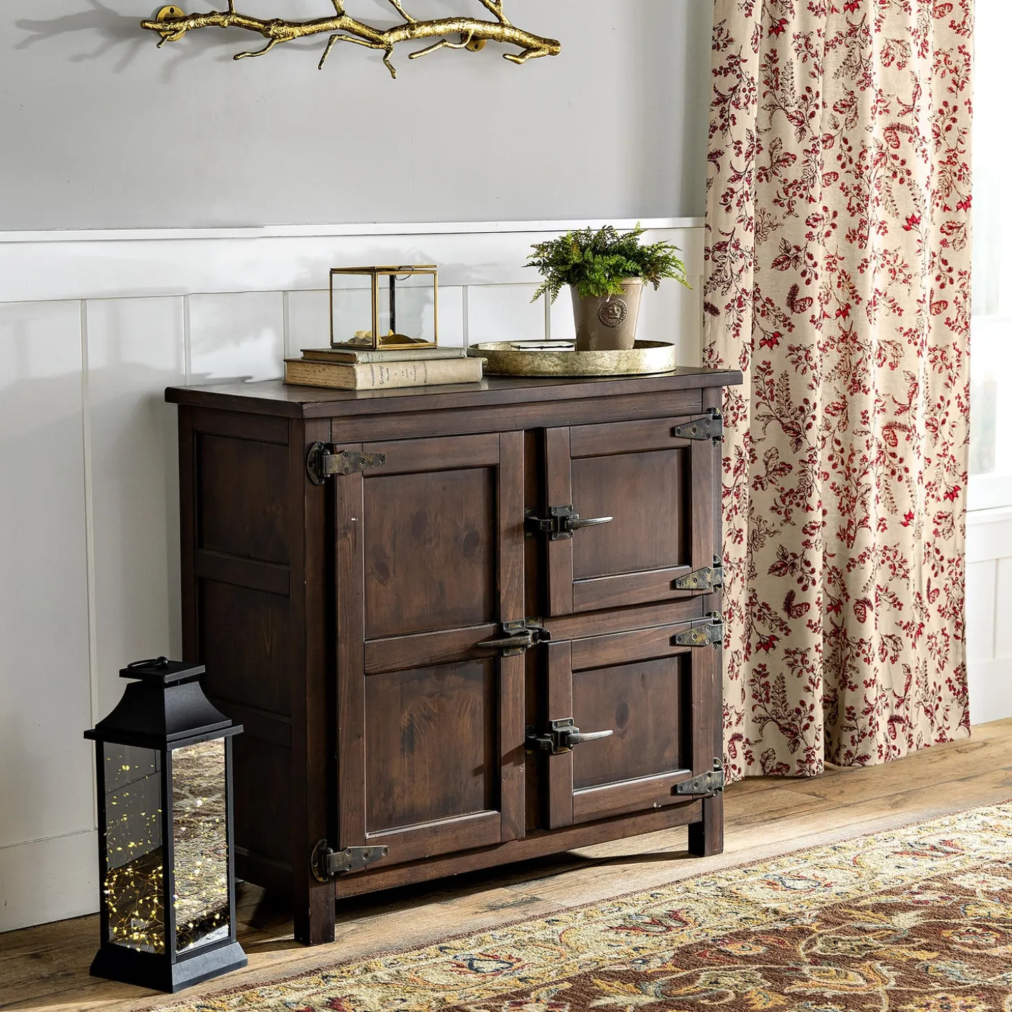 Desks & Console Tables | Chests & Storage Cabinets>Plow & Hearth Portland Ice Box Wood Console Table with Replica Hardware Walnut