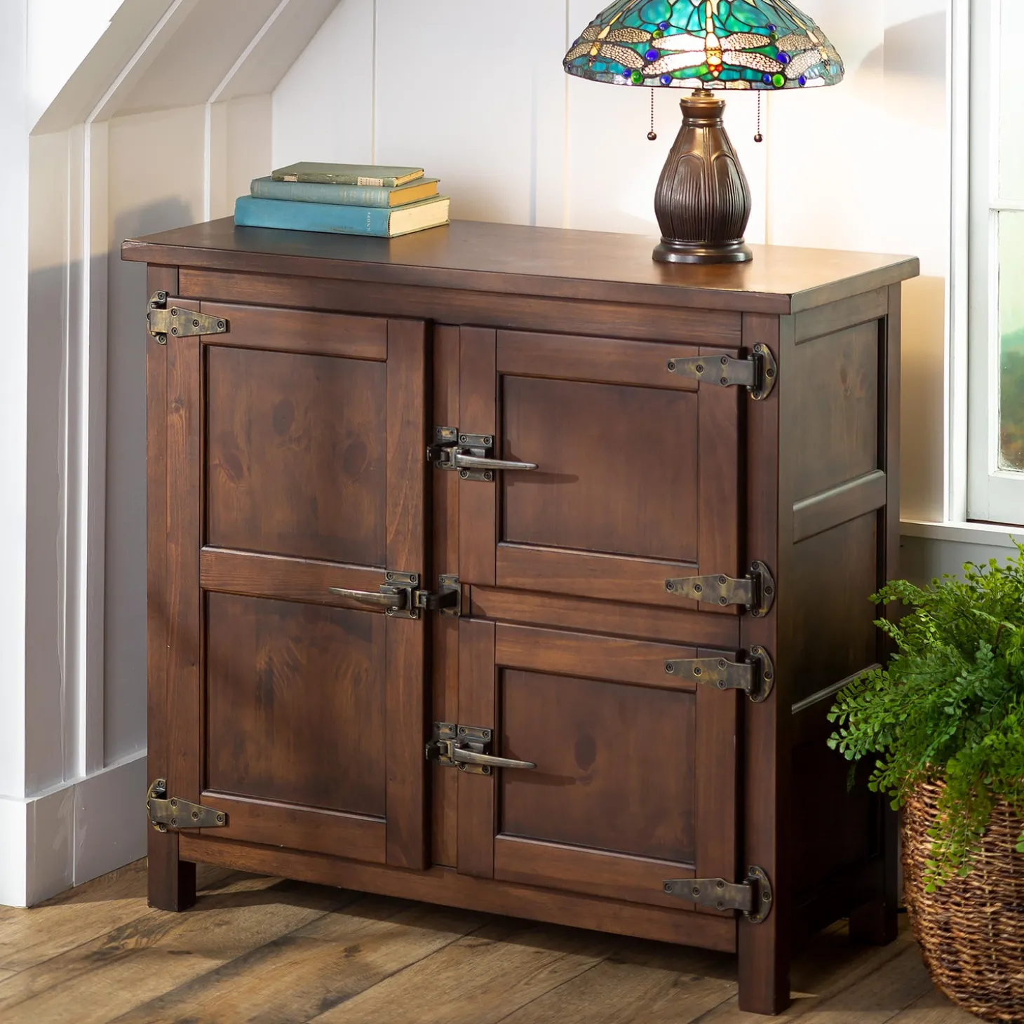 Desks & Console Tables | Chests & Storage Cabinets>Plow & Hearth Portland Ice Box Wood Console Table with Replica Hardware Walnut