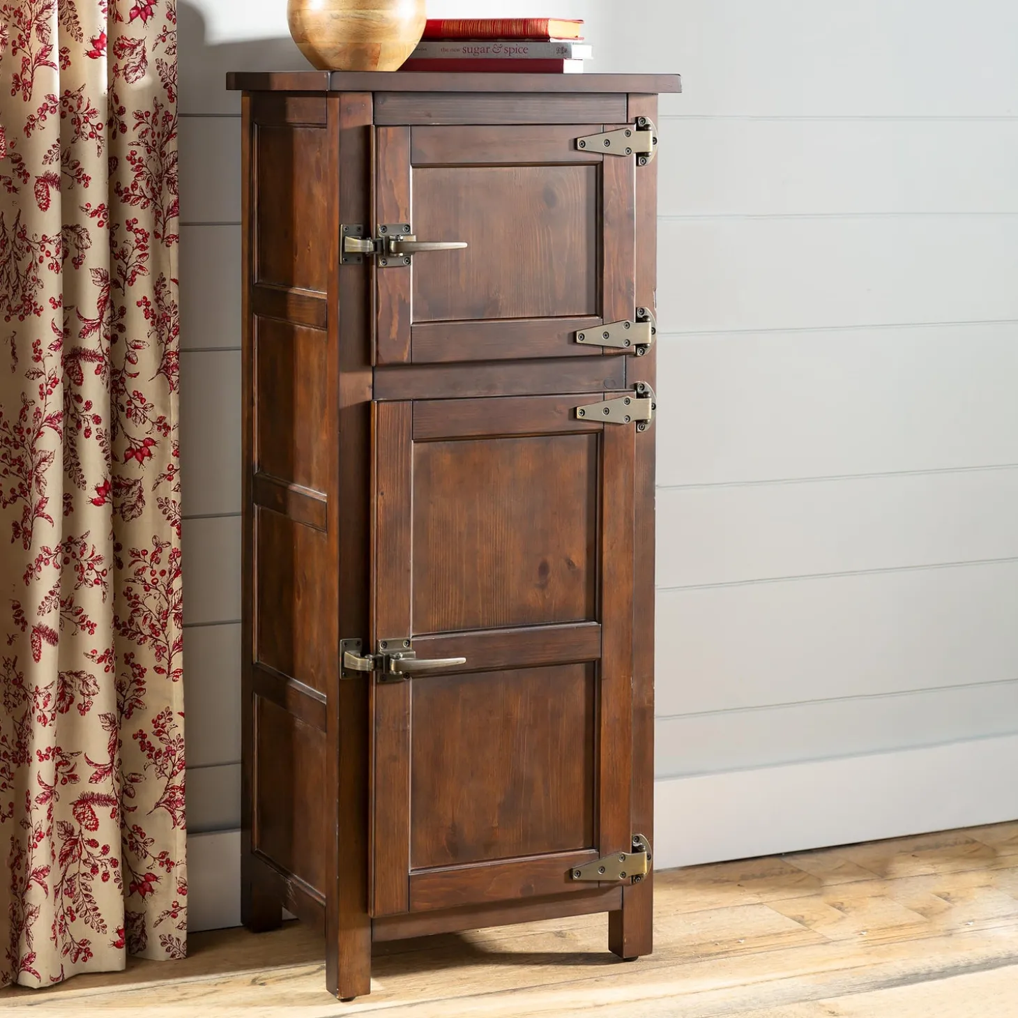 Chests & Storage Cabinets>Plow & Hearth Portland Ice Box Wood Jelly Cabinet with Replica Hardware
