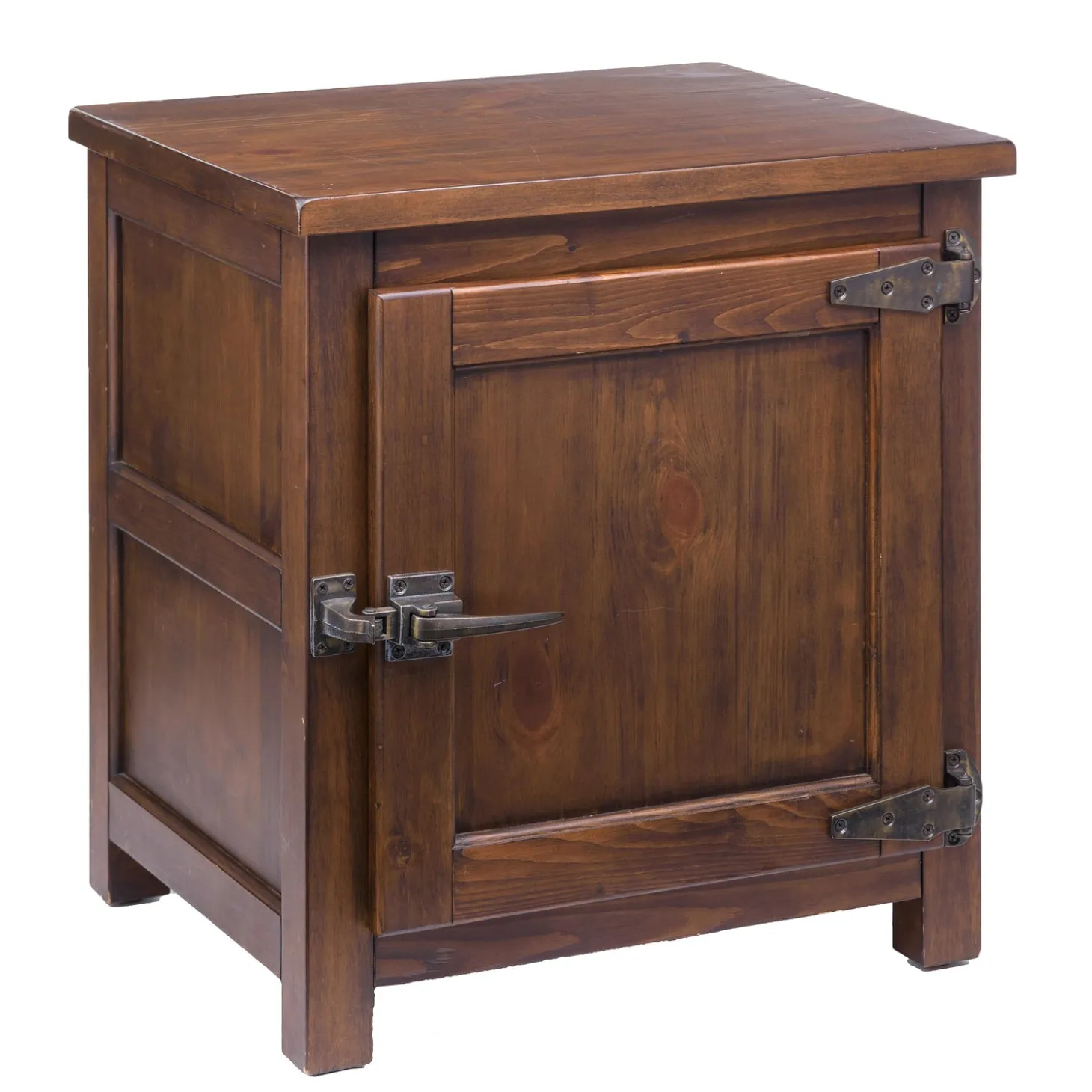 Accent Tables>Plow & Hearth Portland Ice Box Wood Storage Side Table with Replica Hardware Walnut