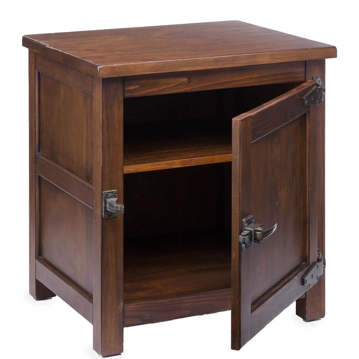 Accent Tables>Plow & Hearth Portland Ice Box Wood Storage Side Table with Replica Hardware Walnut